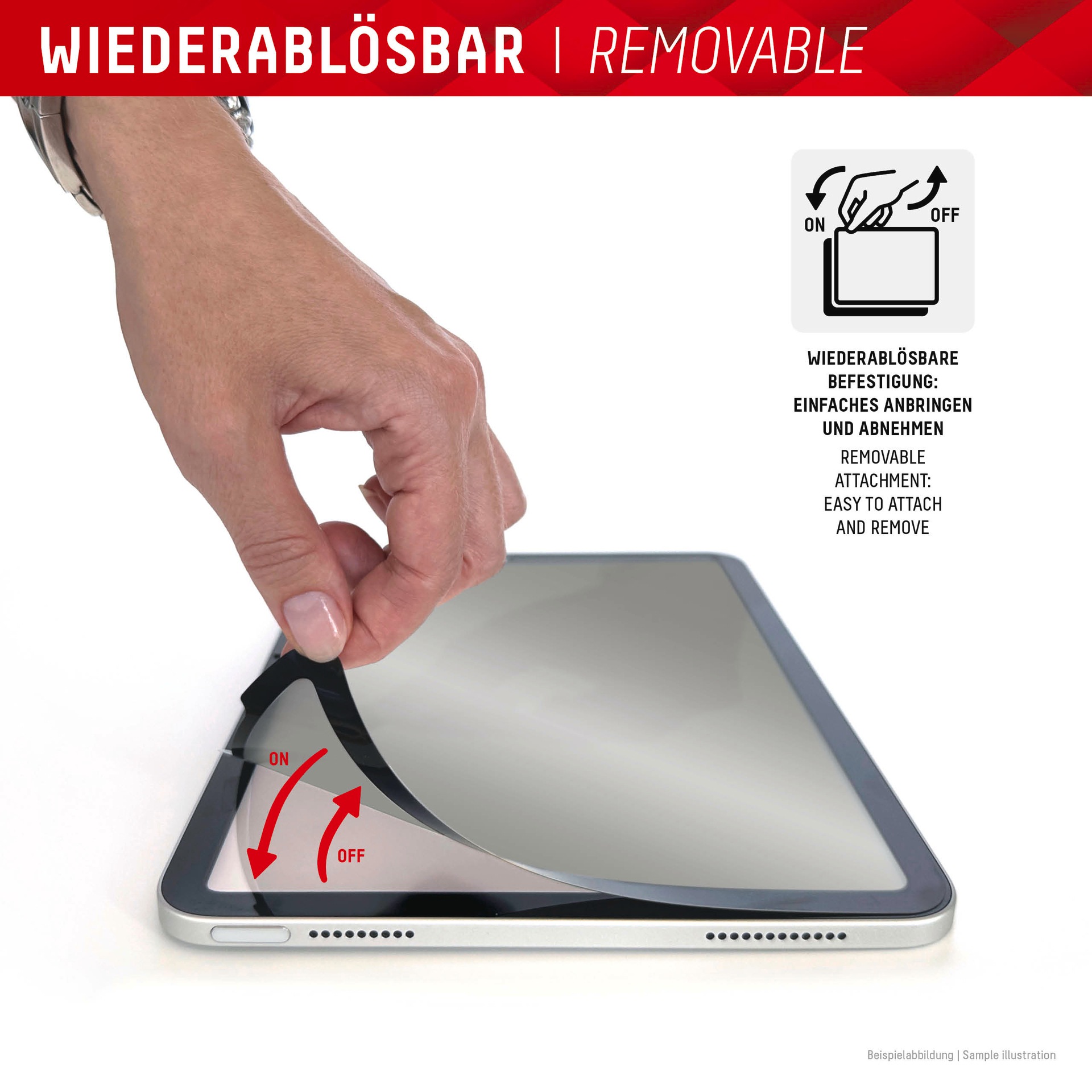 Displex Displayschutzfolie »Tablet Privacy Safe«, für Apple iPad 10,9 (10. Gen)-Apple iPad Air 11 (2024), Blickschutzfolie, Schutzfolie, Bildschirmschutz, kratz- & stoßfest