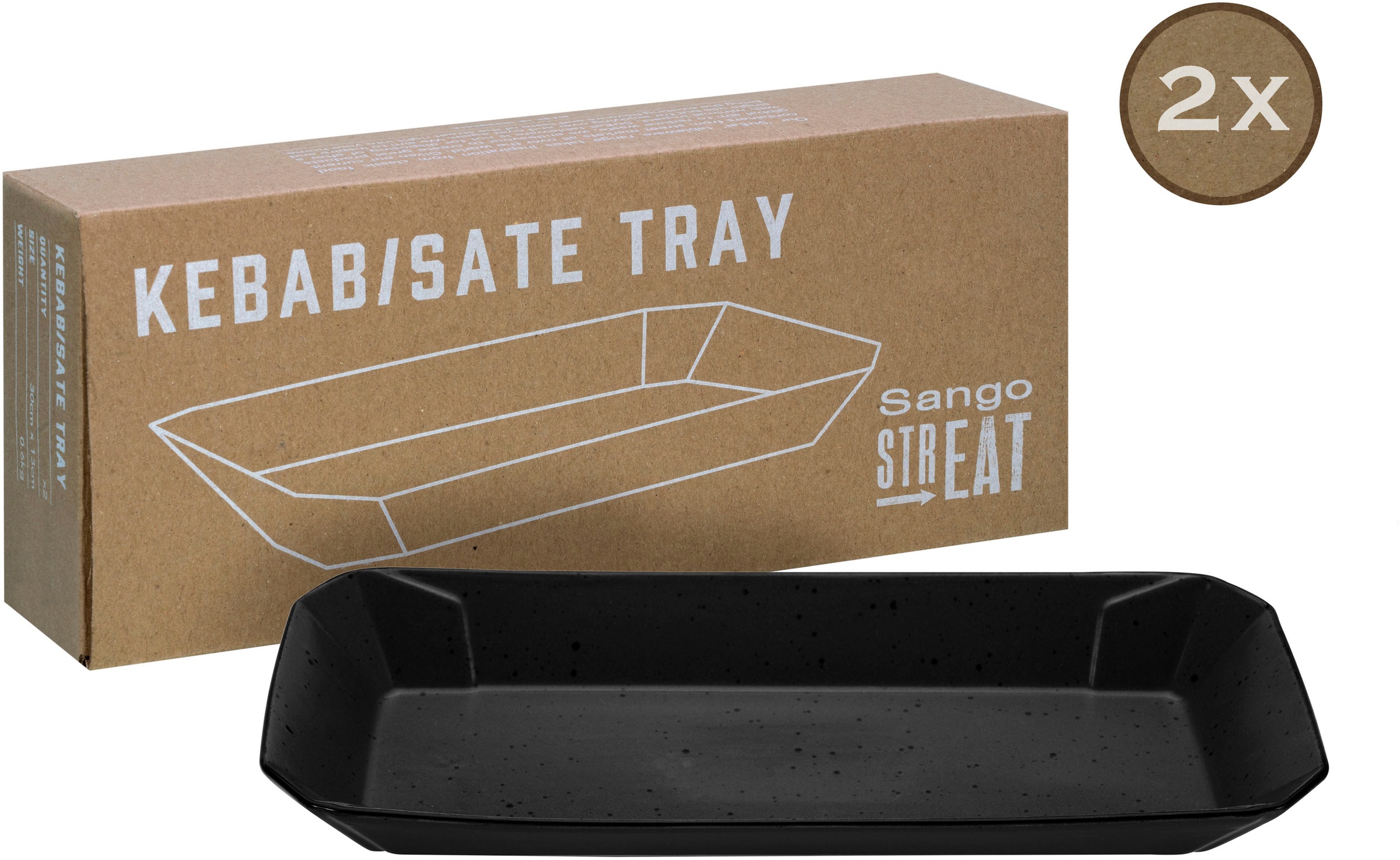 CreaTable Servierschale »Tray Kebab« 2 Stk. aus Steinzeug Snackschale, Topaktueller „Streat Food“ Trend