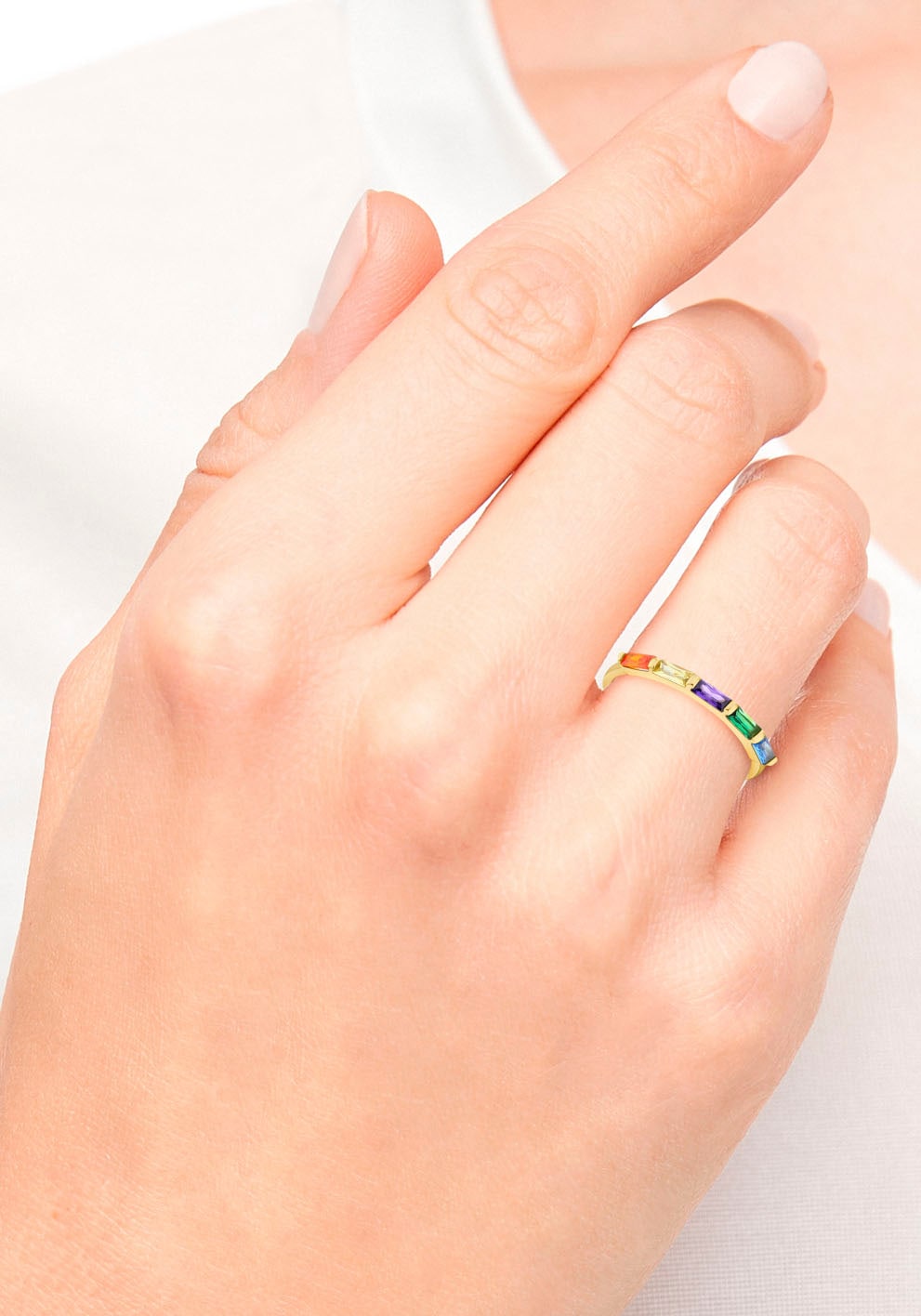 s.Oliver Fingerring »Regenbogen, 2035504/-05/-06/-07«, mit Zirkonia (synth.)