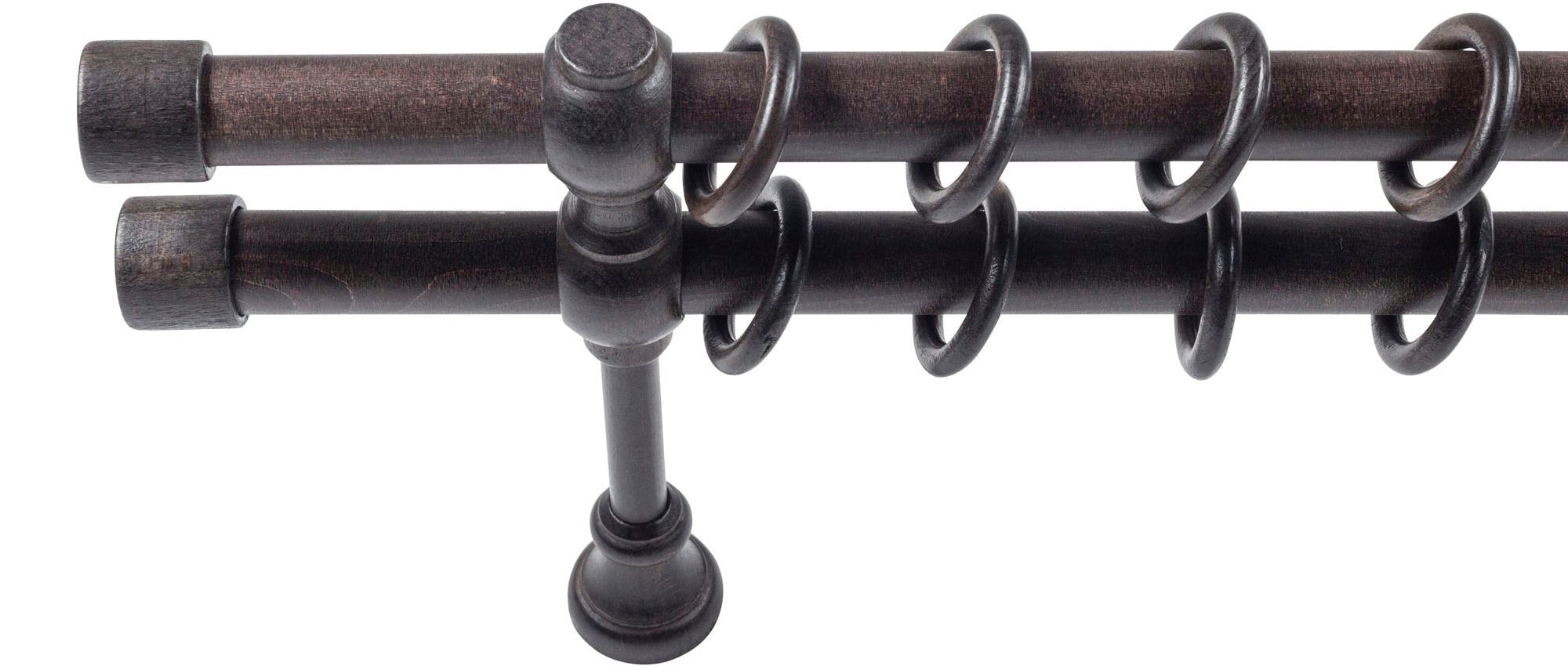 SN DECO GROUP Gardinenstange »Cafiro« 2 läufig-läufig Fixmaß 28 mm, Holz, verschiedene Längen und Farben, Komplettset