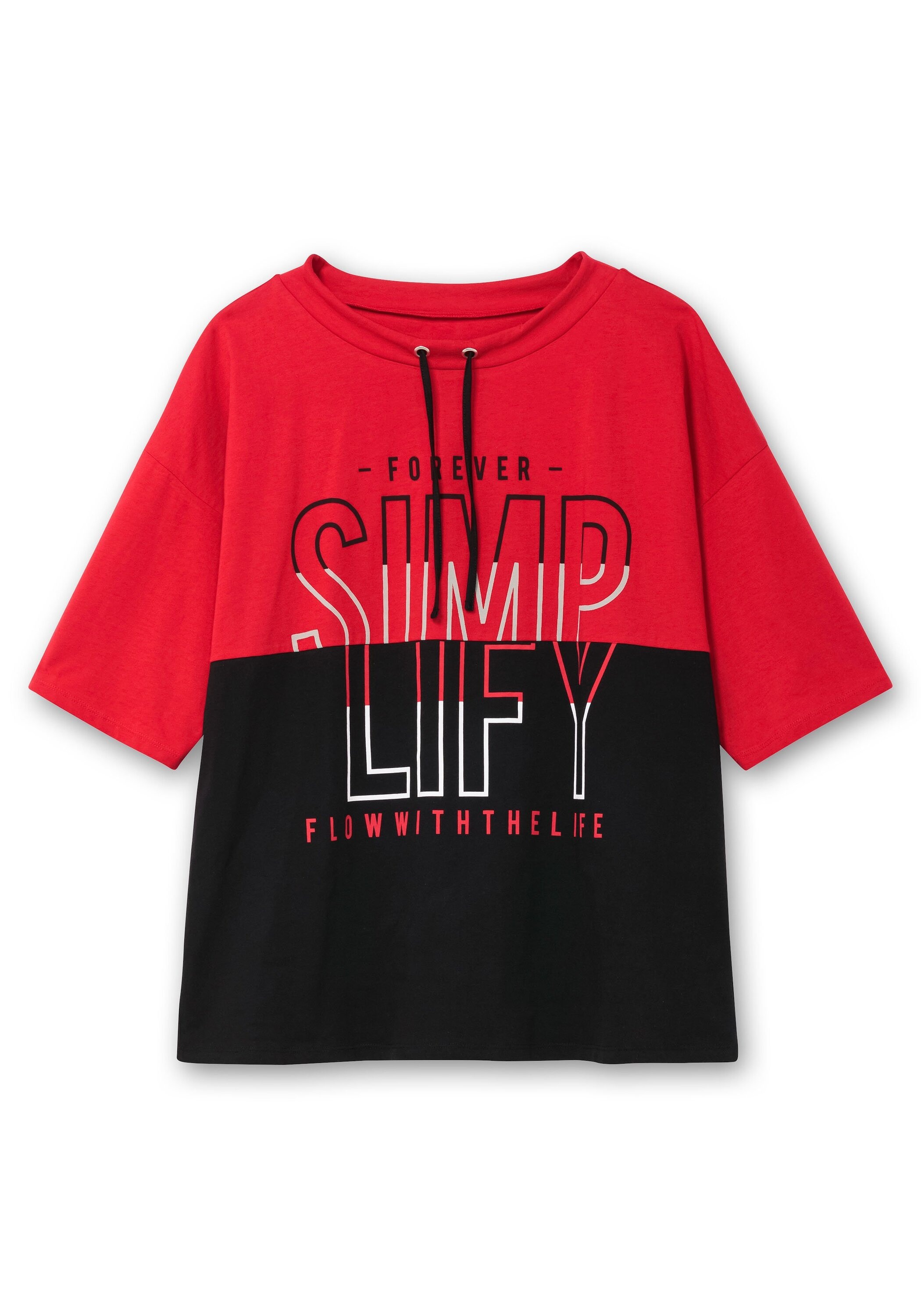 Sheego T-Shirt »Jerseyshirt mit kleinem Stehkragen und Wordingprint«