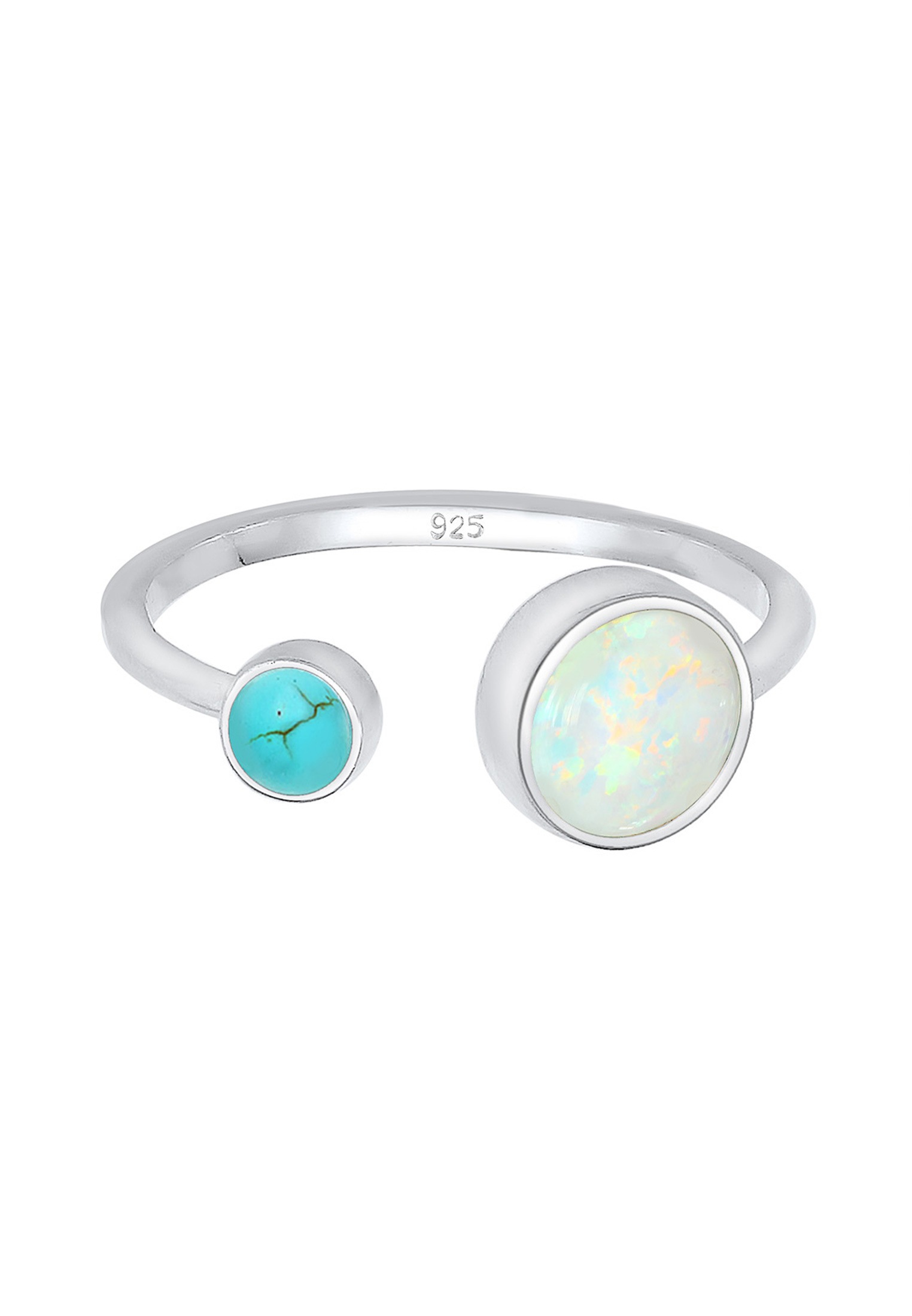 Elli Silberring »Ring Howlite Synthetischer Opal Türkis 925 Sterling Silber verstellbar«