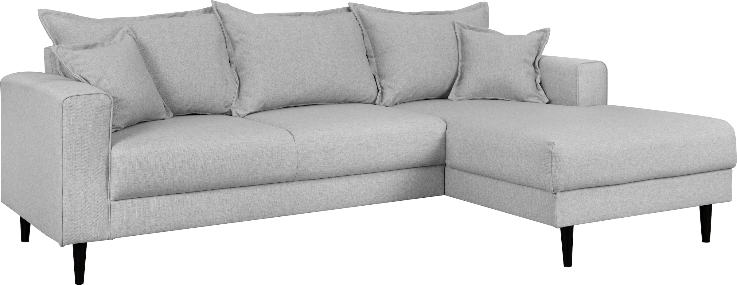 Home affaire Ecksofa »VEYRAS L-Form, hoher Sitzkomfort, Maße B/T/H: 230/150/76 cm«, mit Wellenunterfederung, incl. Rückenkissen und Zierkissen