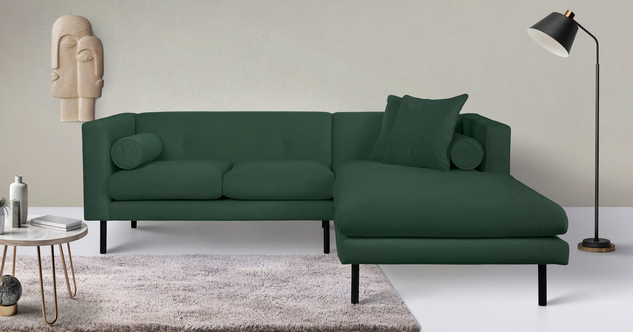 Guido Maria Kretschmer Home&Living Ecksofa »Lillibeth L-Form Designsofa, Maße B/T/H: 240/173/83 cm«, Zierkissen als Wendekissen, in Samtoptik oder Cord