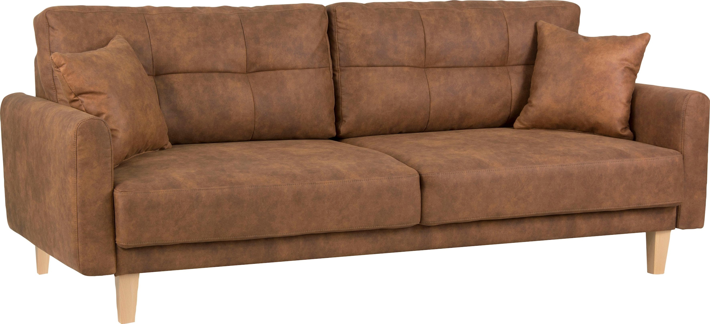 Home affaire 3-Sitzer »TRIPLO optionale Schlafsofa mit Bettkasten, Maße B/T/H: 215/100/89 cm«, Wahlweise Bettfunktion - Liegefläche 145x191 cm, Rücken-, Zierkissen