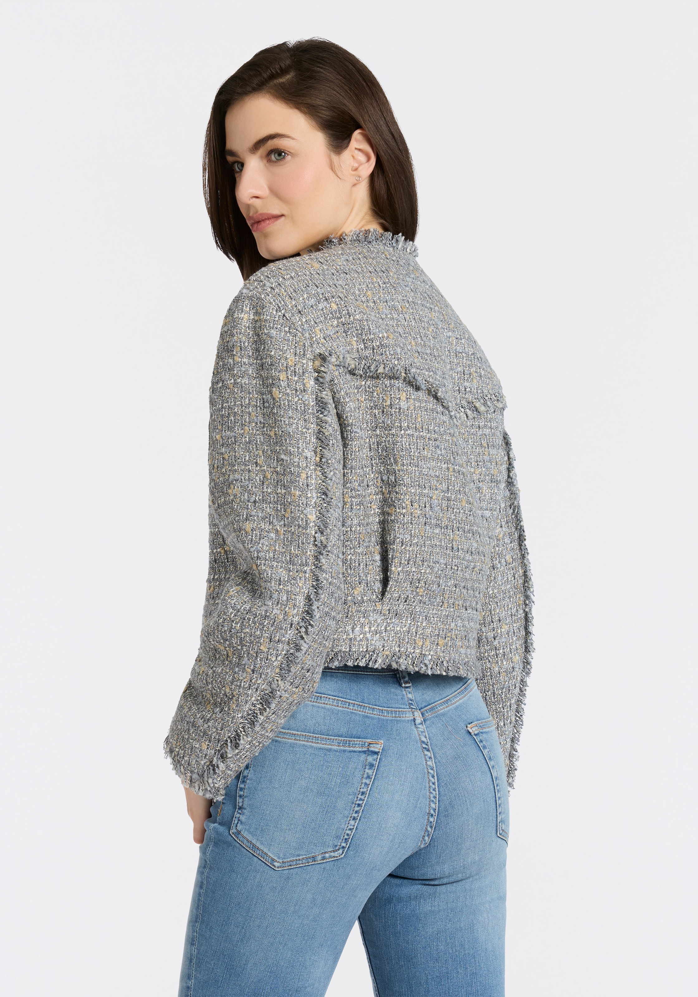 BOSS ORANGE Kurzblazer »Jawelli Premium Damenmode« mit Fransen-Details