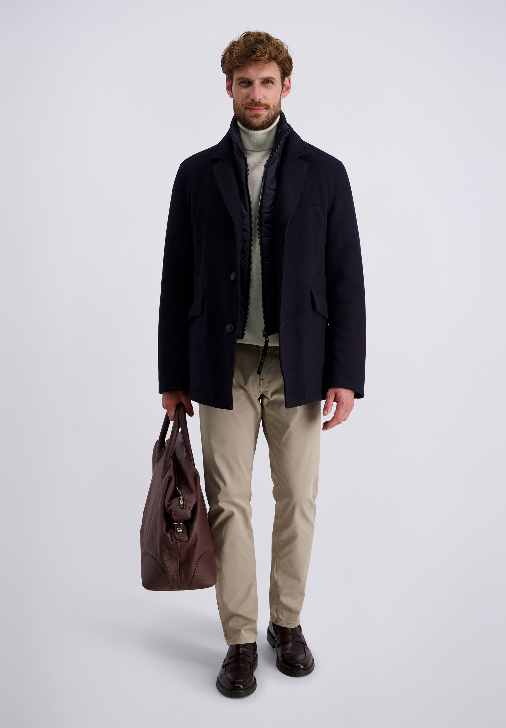 Pierre Cardin Doppeljacke »Pierre Cardin Jacke« ohne Kapuze mit Materialmix