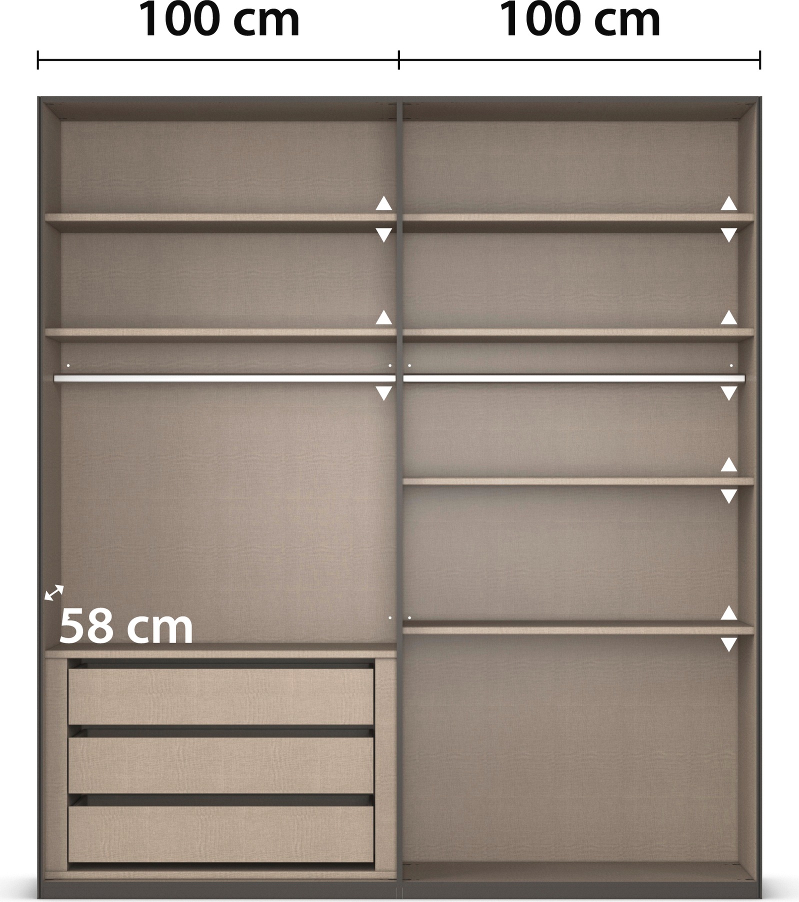 rauch Schwebetürenschrank »Kleiderschrank Schrank Garderobe Schlafzimmerschrank LUMIS«, (inkl. umfangreichem Zubehör), mit Glasrahmentüren aus transparentem Grauglas MADE IN GERMANY