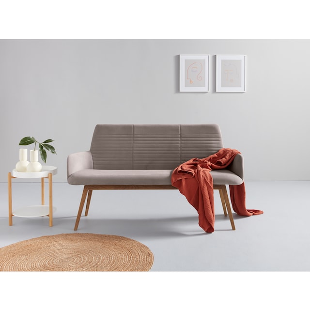 OTTO products Sitzbank »Alessja«, (1 St.), Breite 160 cm, Bezug aus  Microfaser, Gestell aus Eiche Massivholz auf Raten kaufen