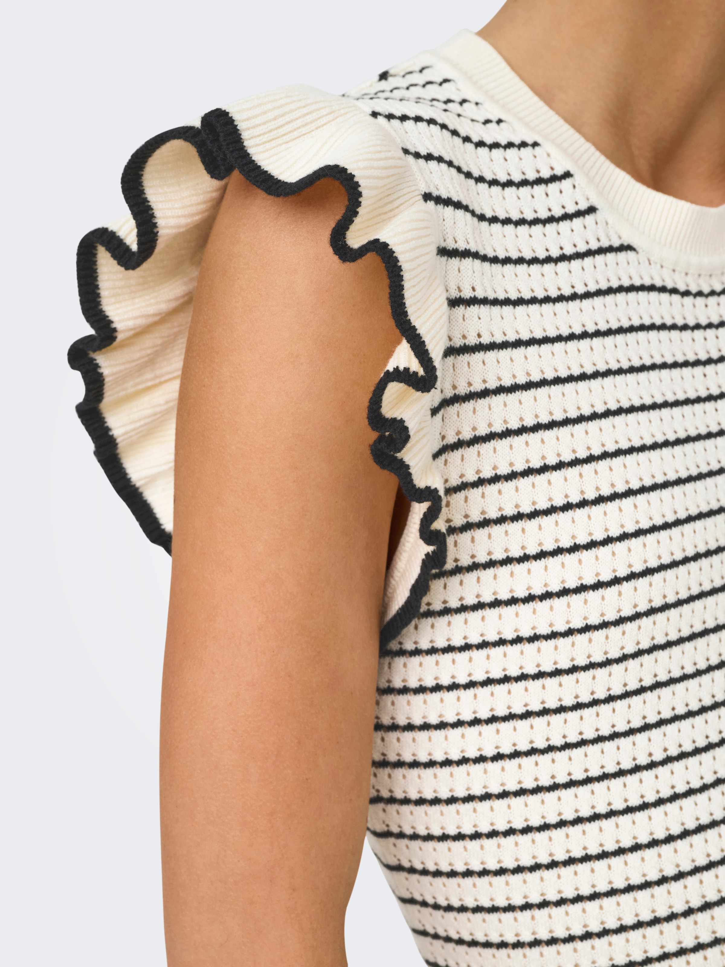 JDY Kurzarmpullover »JDYCARICE S/L FRILL PULLOVER KNT NOOS«