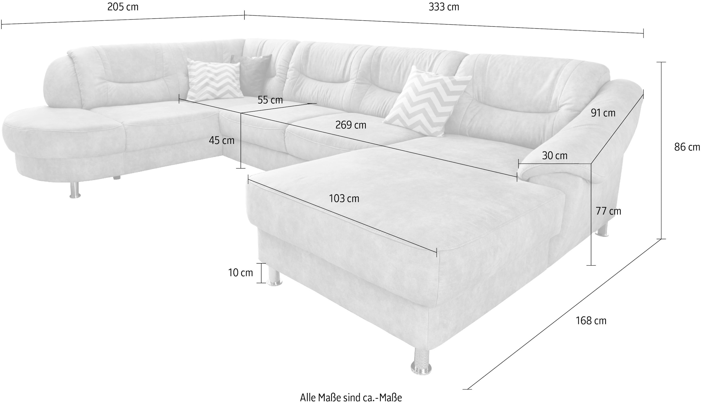 sit&more Wohnlandschaft »Salsa U-Form«, mit Federkern, wahlweise mit Bettfunktion