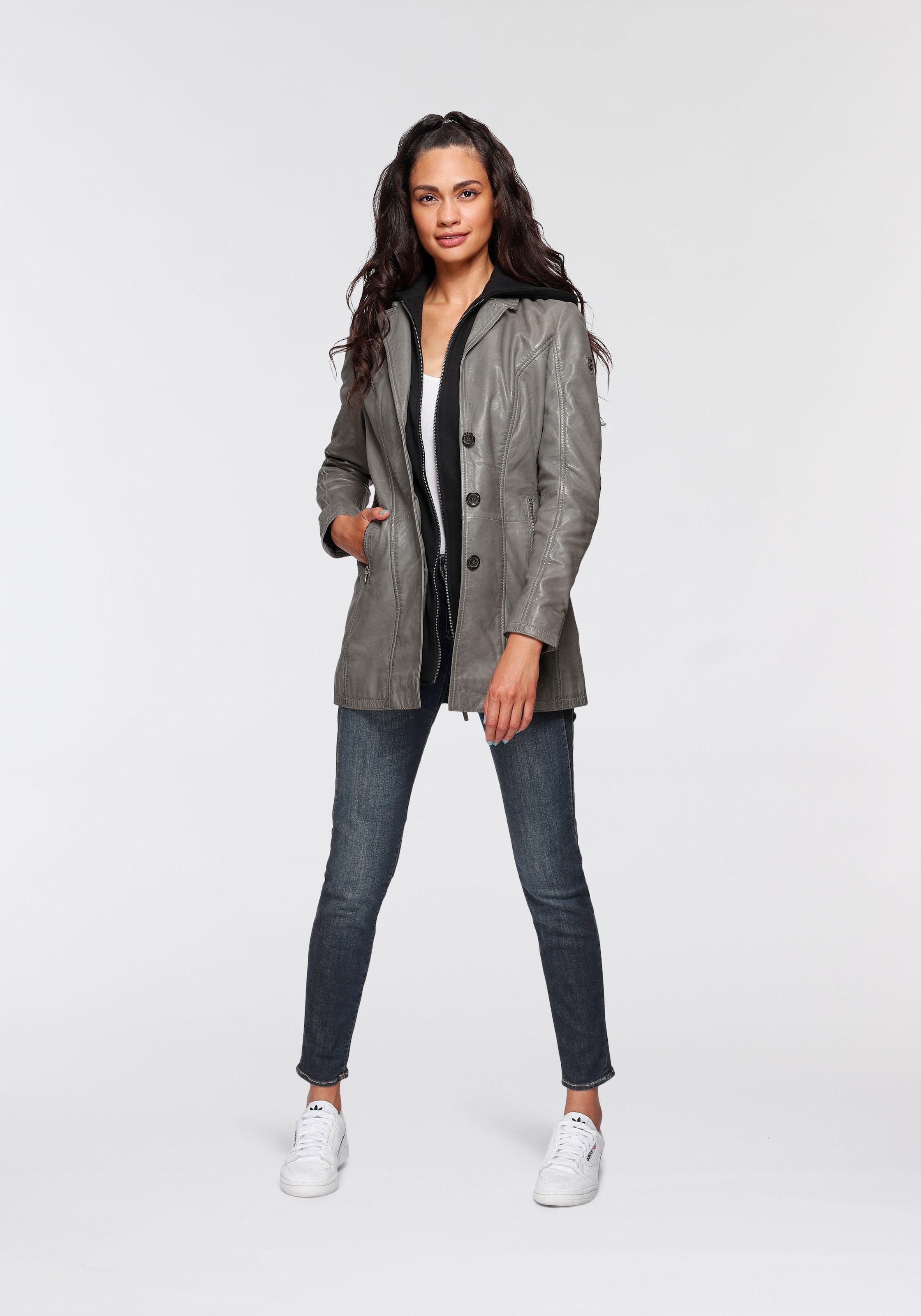 Gipsy Lederjacke »CLEEO«, mit Kapuze, stylischer hochwertiger Longblazer im Two-in-One-Look