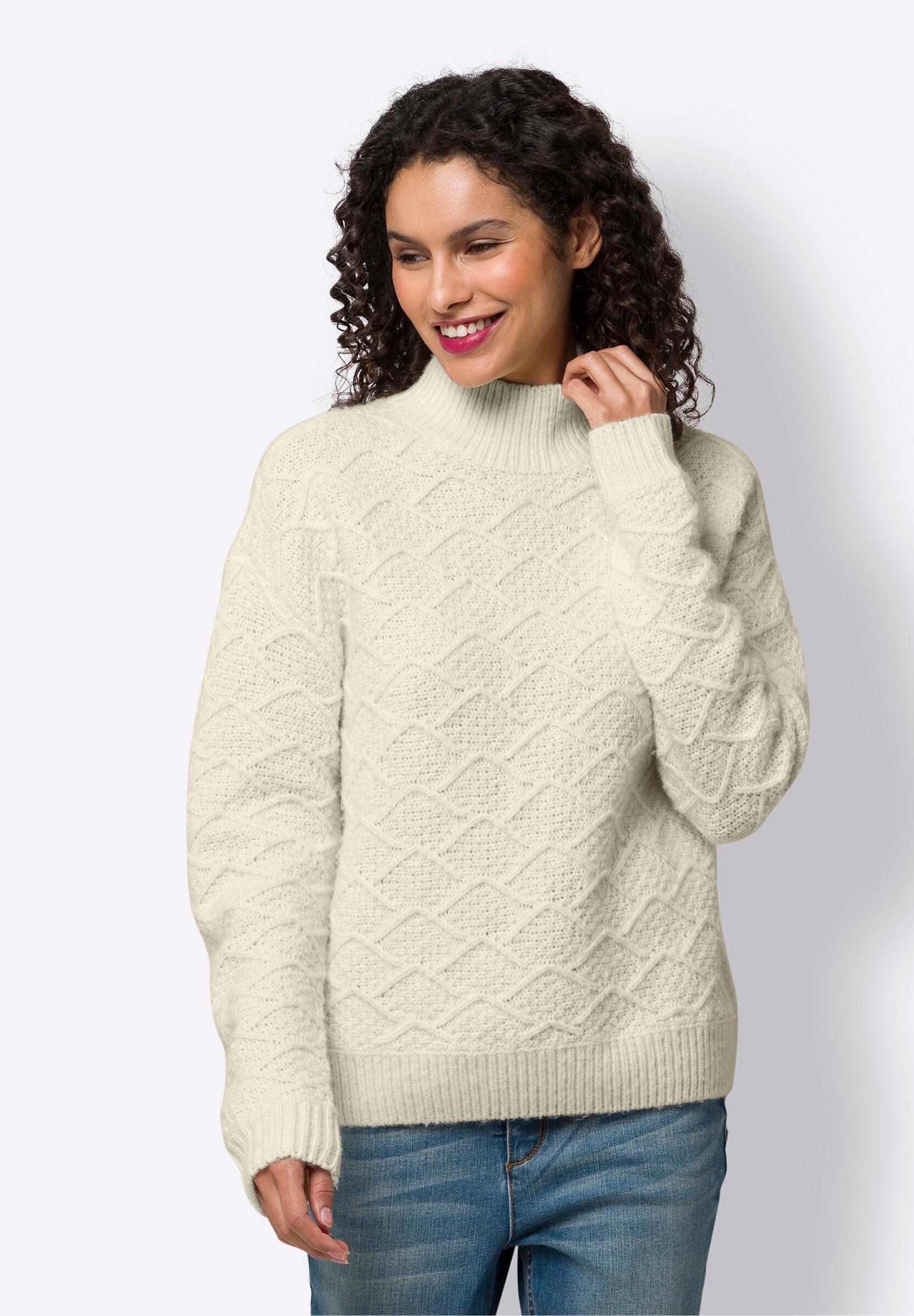 heine Strickpullover »Pullover Strickpullover mit Merino-Anteil«