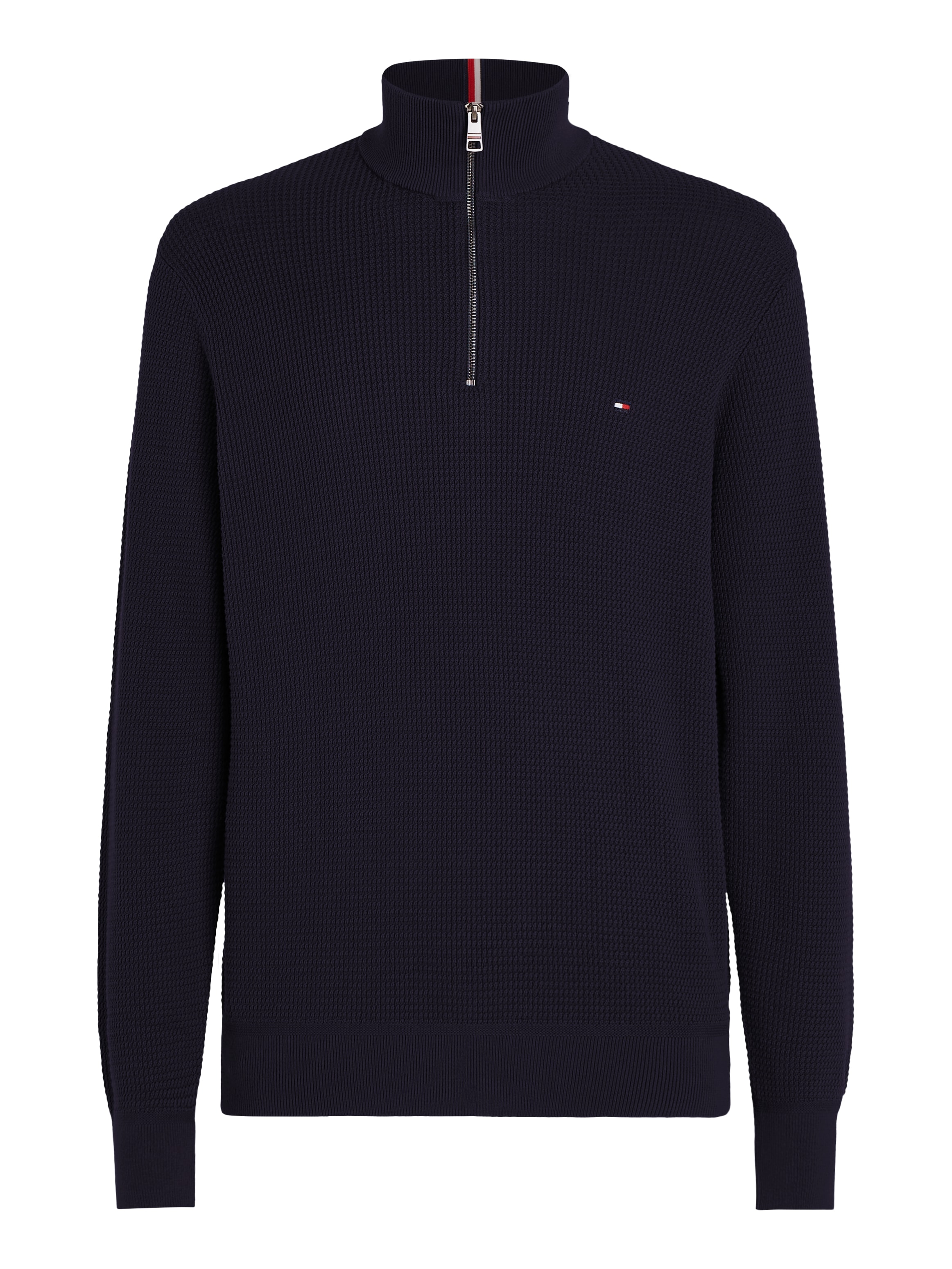 Tommy Hilfiger Strickpullover »REFINED STRUCTURE ZIP MOCK«