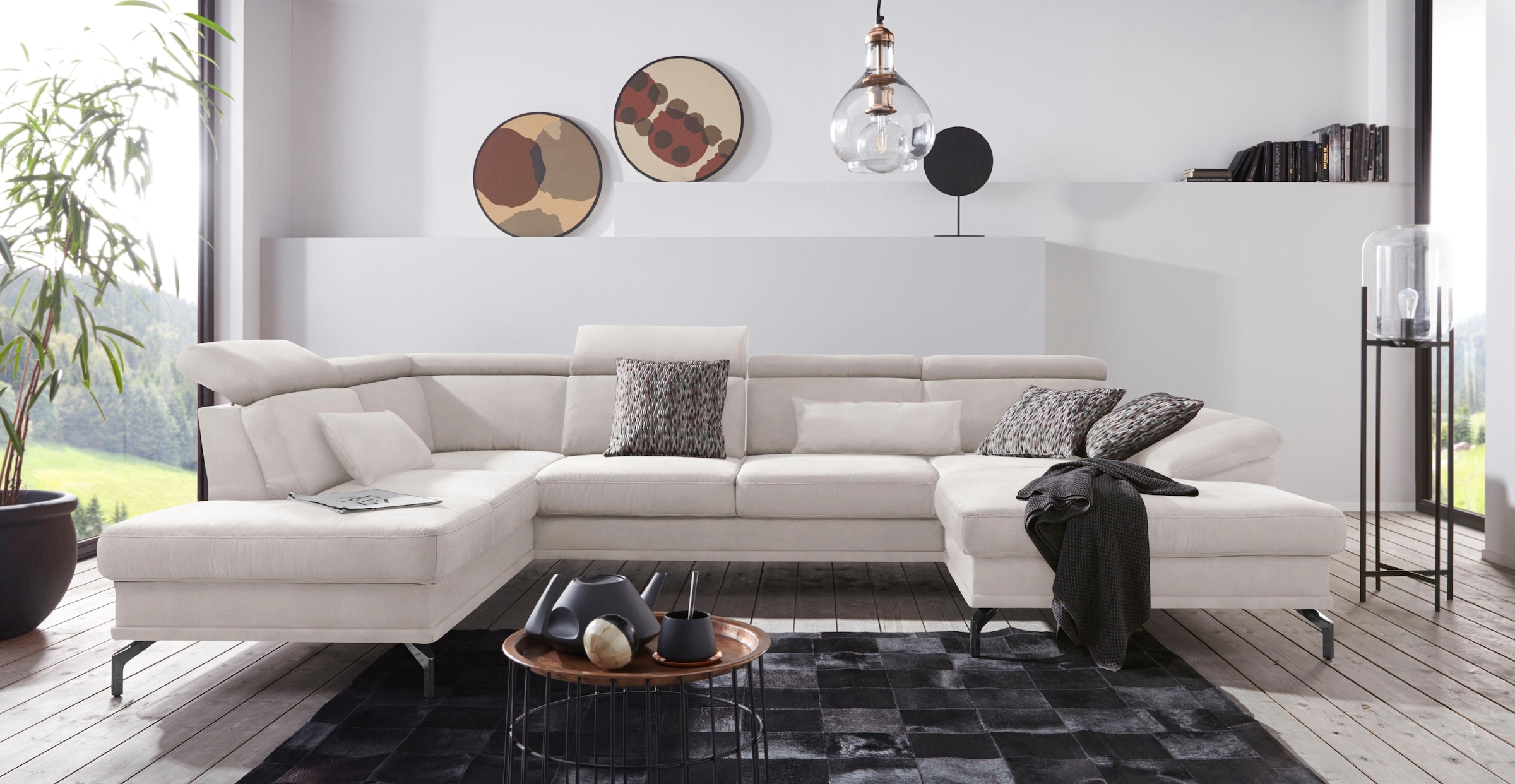 sit&more Wohnlandschaft »Scorpio U-Form« inklusive Sitztiefenverstellung, mit Kopf- und  Armteilverstellung