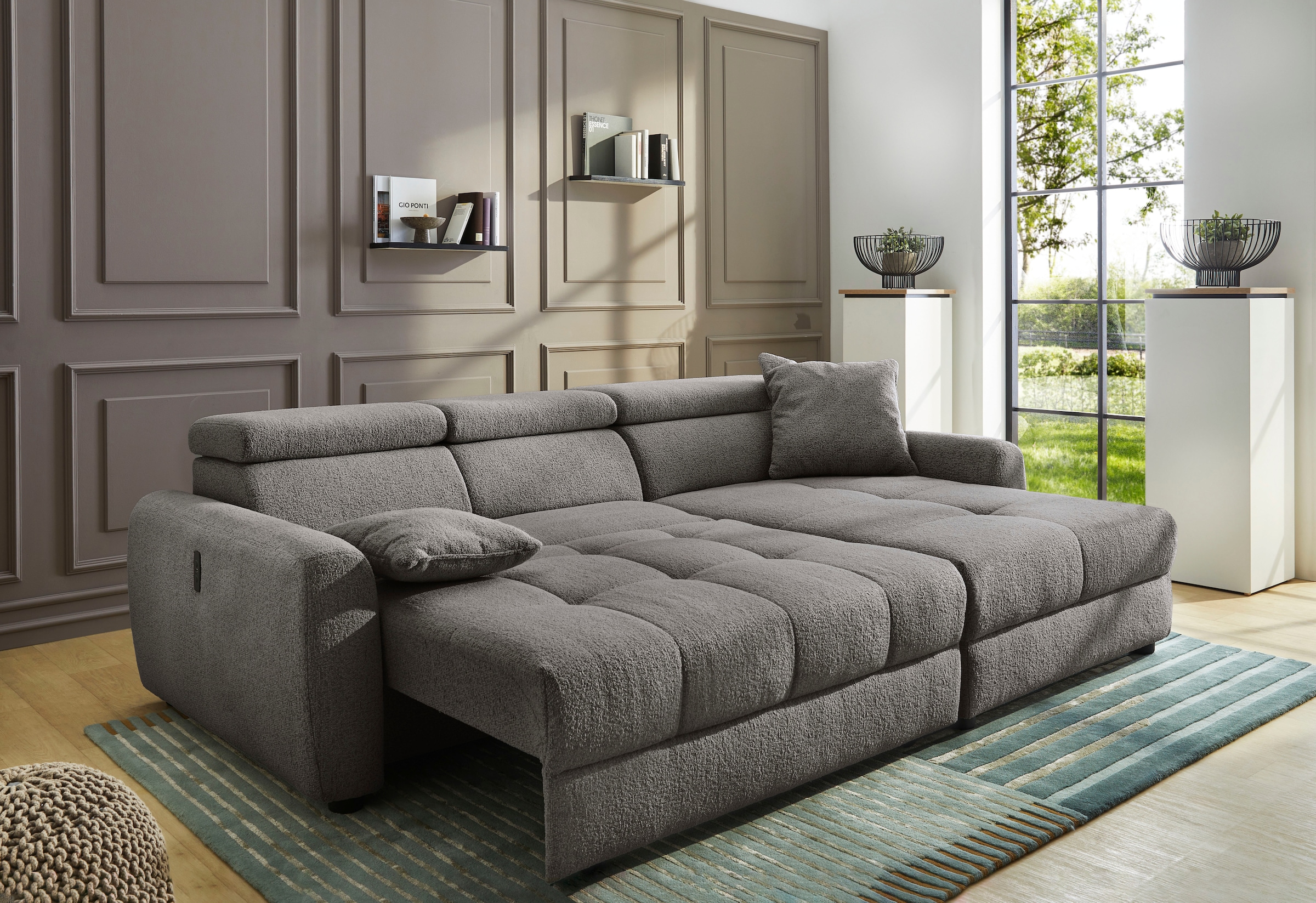 Jockenhöfer Gruppe Ecksofa »Move, L-Form, B: 270cm, mit 60 cm elektrischer Sitztiefenverstellung« 140kg Belastbarkeit je Sitz, Kopfteilverstellung & USB-Anschluss