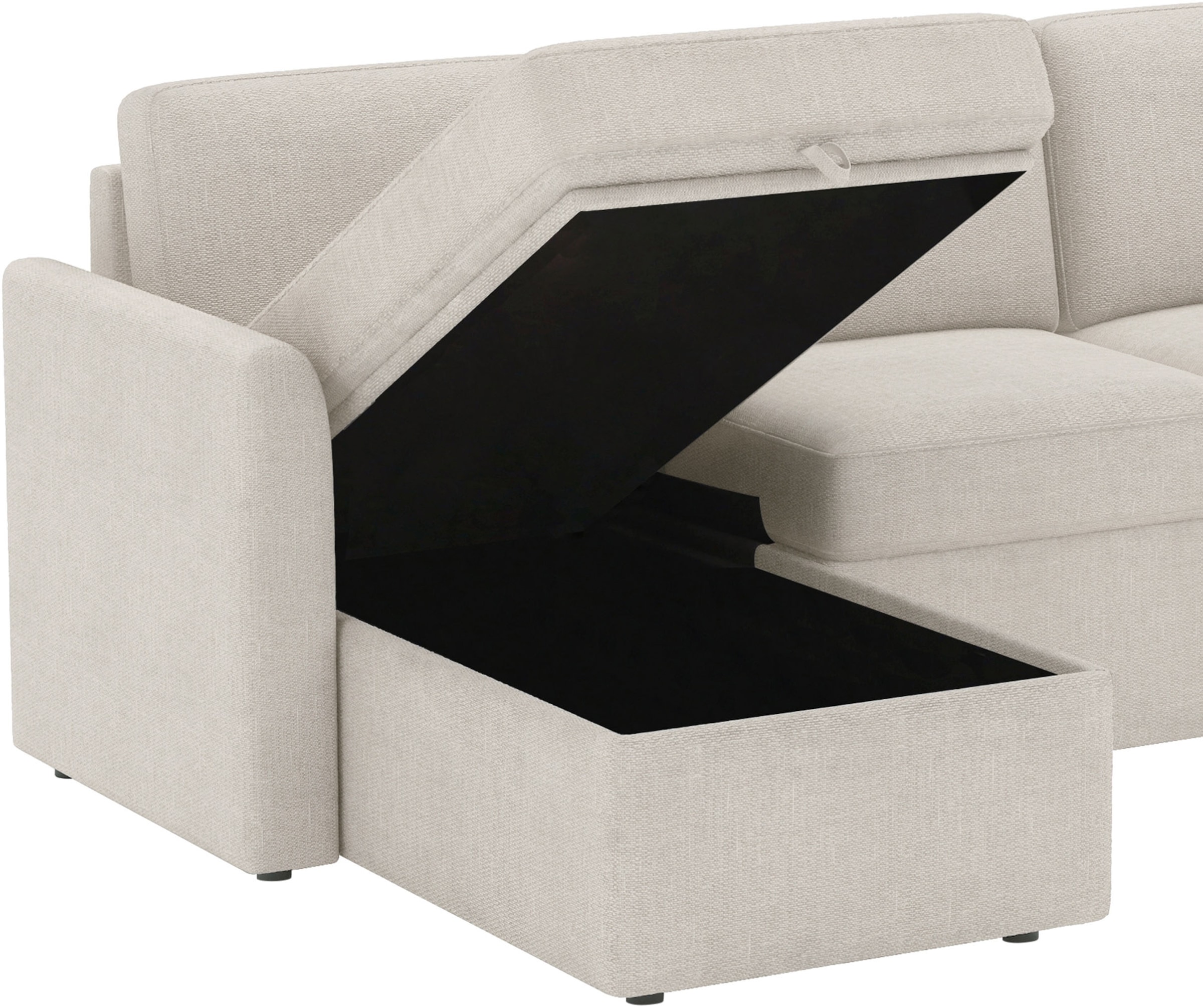 Dorel Home Ecksofa »NORDHUS, L-Form, 200 cm, Recamiere rechts/links montierbar« mit Stauraum, feiner Webstoff-Bezug