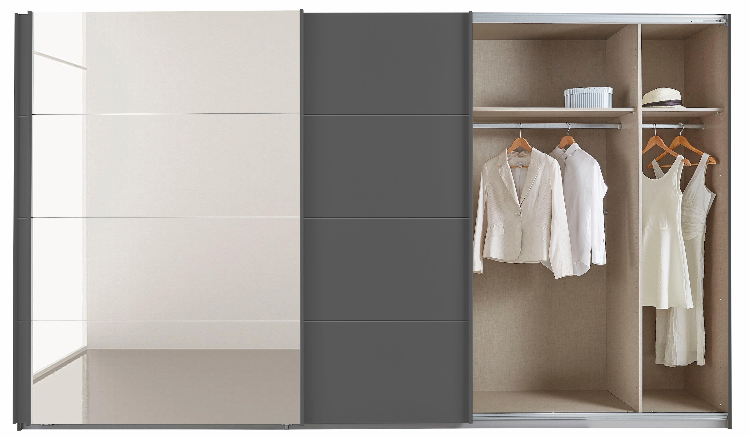 rauch Schwebetürenschrank »Kleiderschrank Schrank Garderobe Schlafzimmerschrank TUBONA«, inkl. Schubkasteneinsatz und zusätzlichen Einlegeböden MADE IN GERMANY
