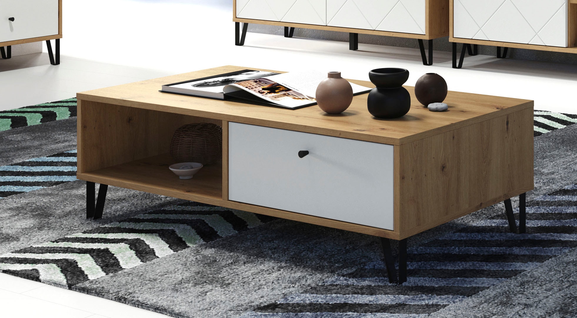 Home affaire Couchtisch »Tarragona« Couchtisch m. 2 Schub.K, 2 Fächern & Soft-Close - (B/T/H) 110/60/37 cm