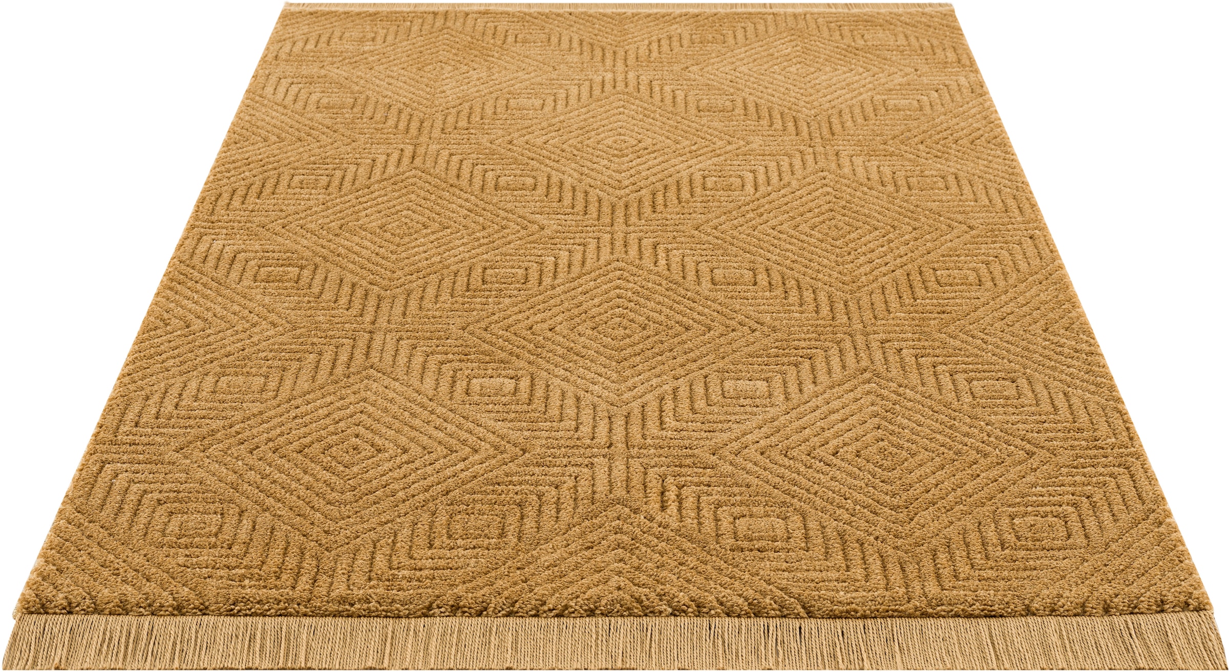 Leonique Teppich mit Teppich Wende- rechteckig, Fransen Design, 3D-Effekt, »Duchesse«, im grafisches Boho,