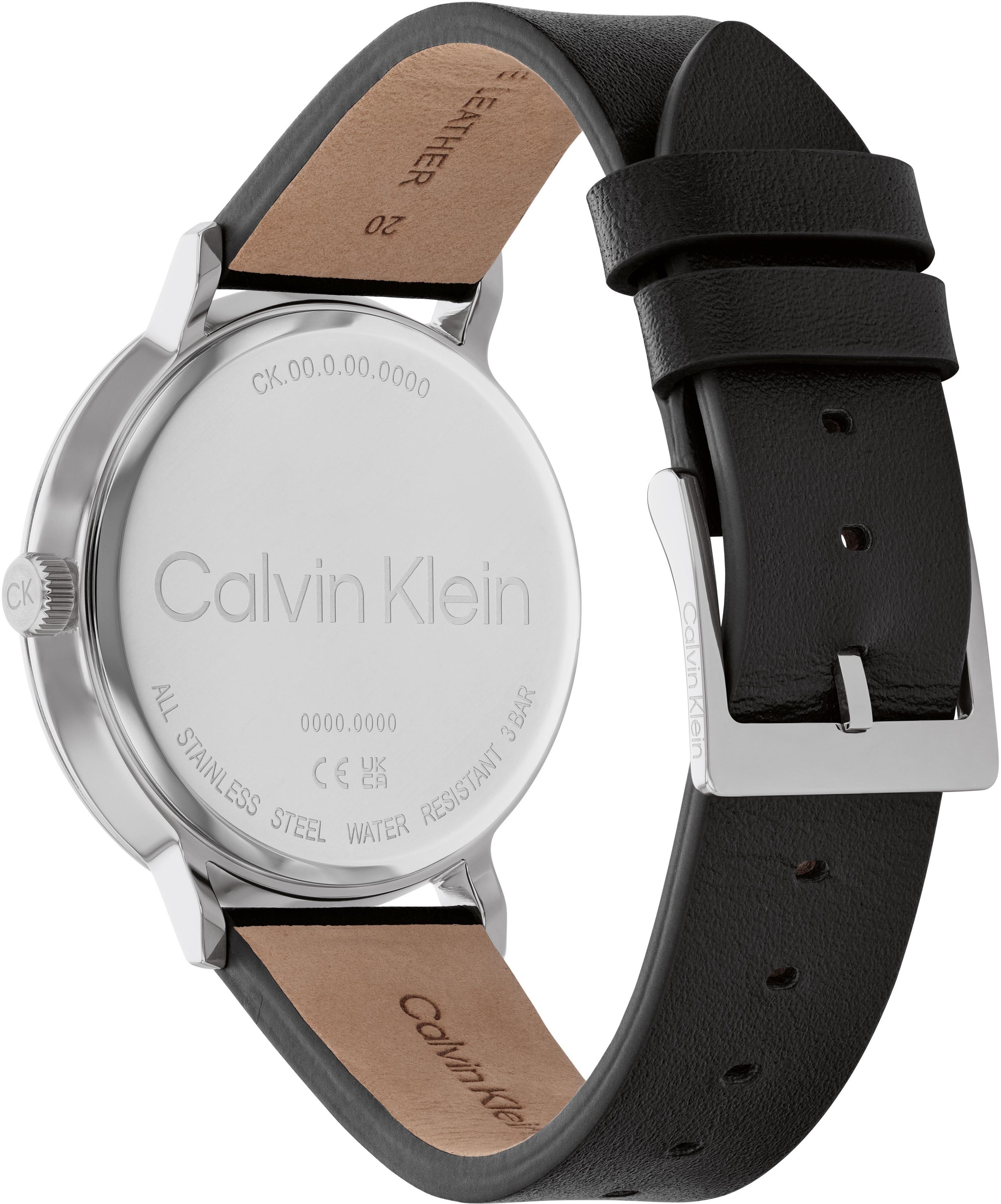 Calvin Klein Quarzuhr »MODERN«, Armbanduhr, Herrenuhr, Lederarmband, Mineralglas, analog