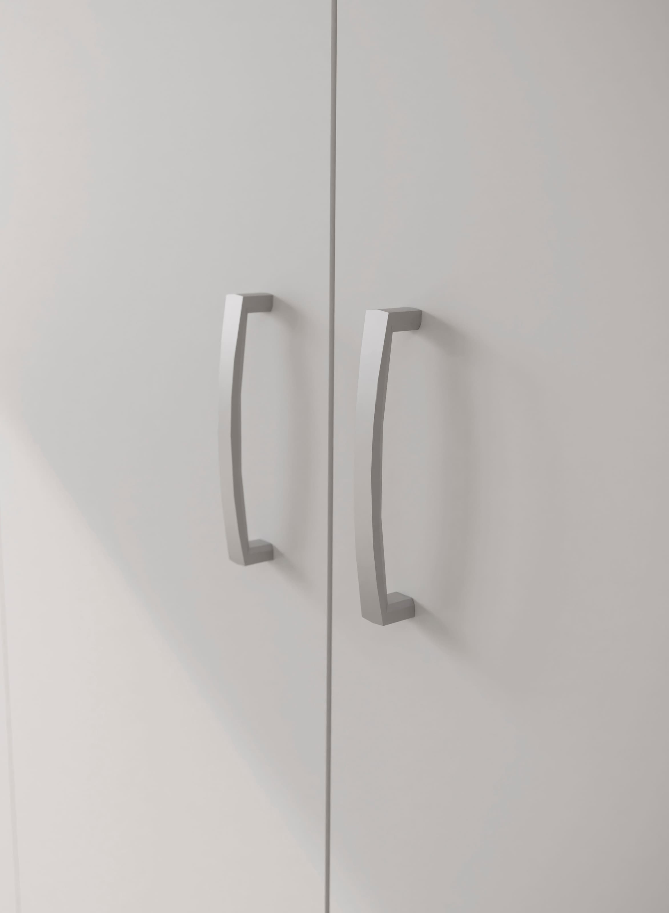 FORTE Drehtürenschrank »Econobox«, Drehtürenschrank, zeitloses Design mit alufarbigen Griffen.