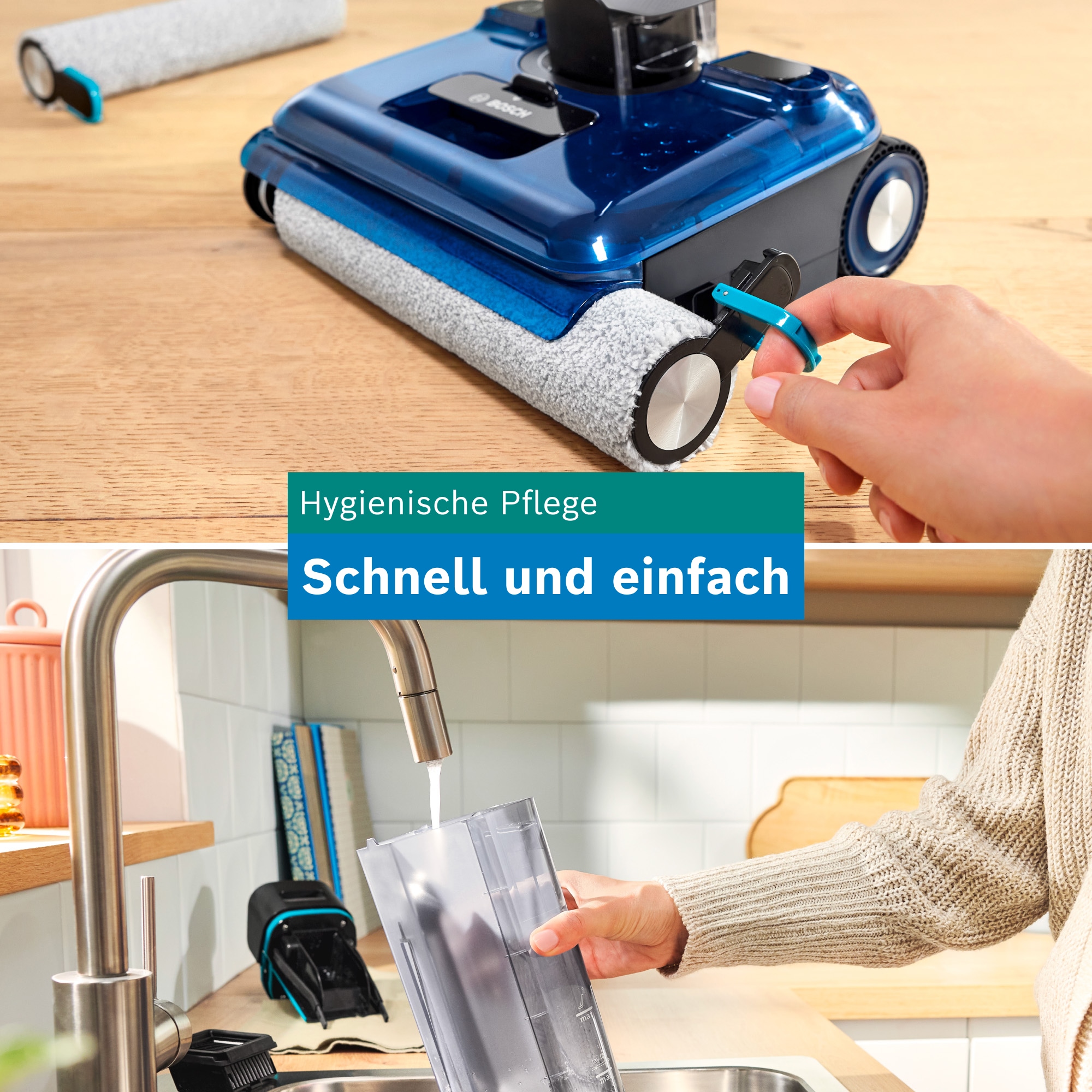 BOSCH Nass-Trocken-Sauger »OneFlow Serie 4 BHF41WS, Selbstreinigung, 24.000 PA Saugkraft« Anti-Haarverwicklung, LED-Licht, Schnelltrocknung, 40 min Akku / 150m²