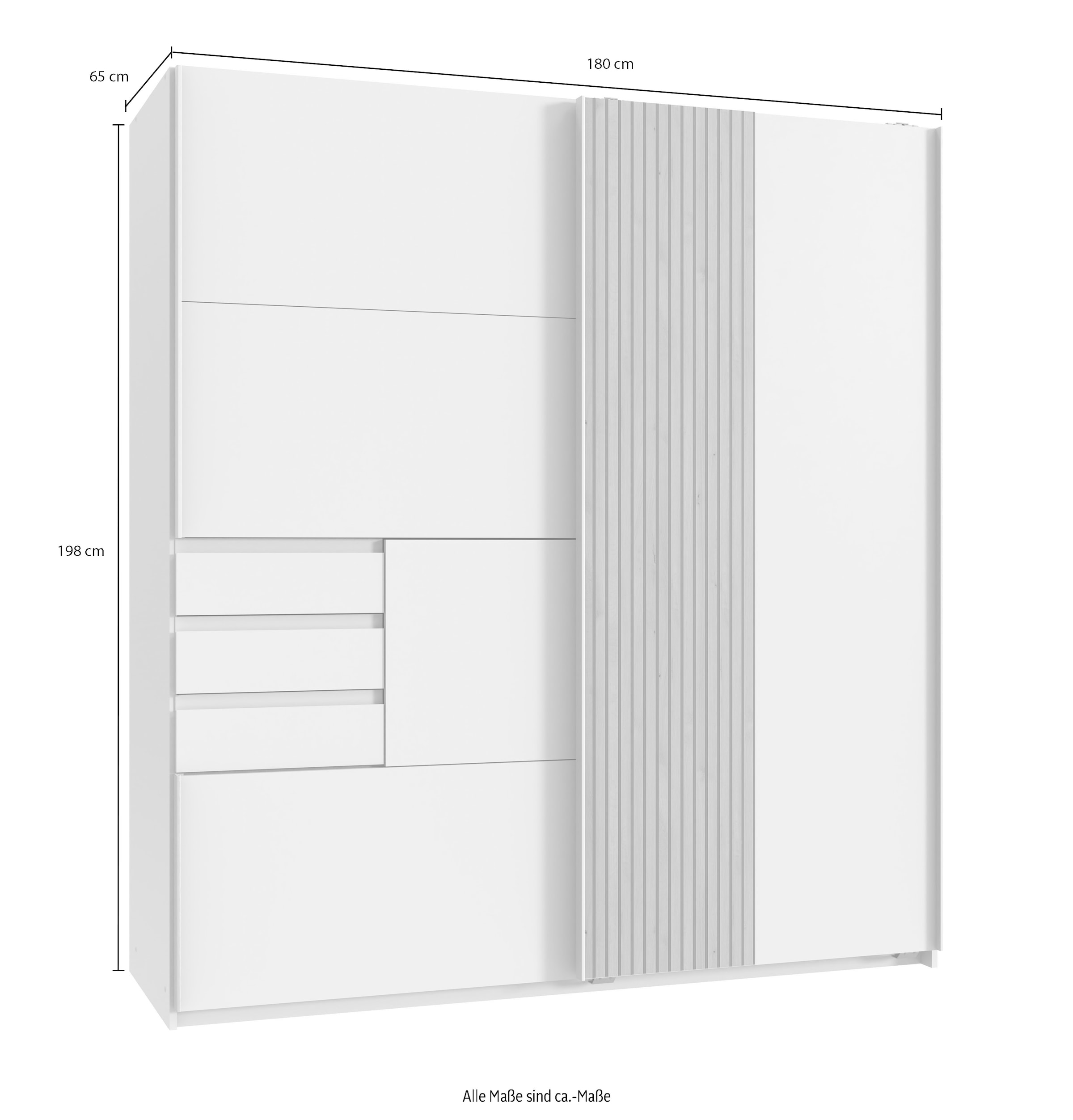 Wimex Schwebetürenschrank »Coburg, Kleiderschrank Made in Germany«, mit Akustikpaneel Optik oder Holzoptik eichefarben, 180cm breit