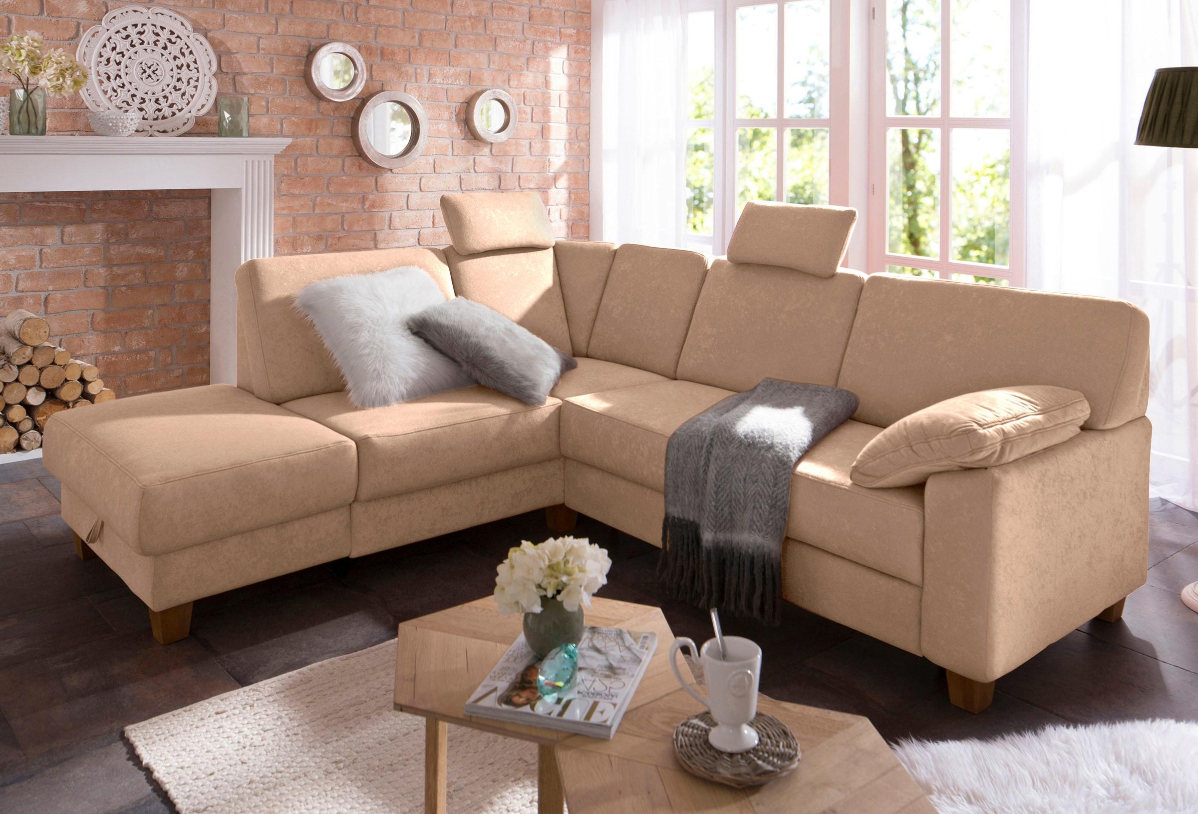 Home affaire Ecksofa »Belfort L-Form«, mit Federkern, wahlweise mit Bettfunktion und Stauraum