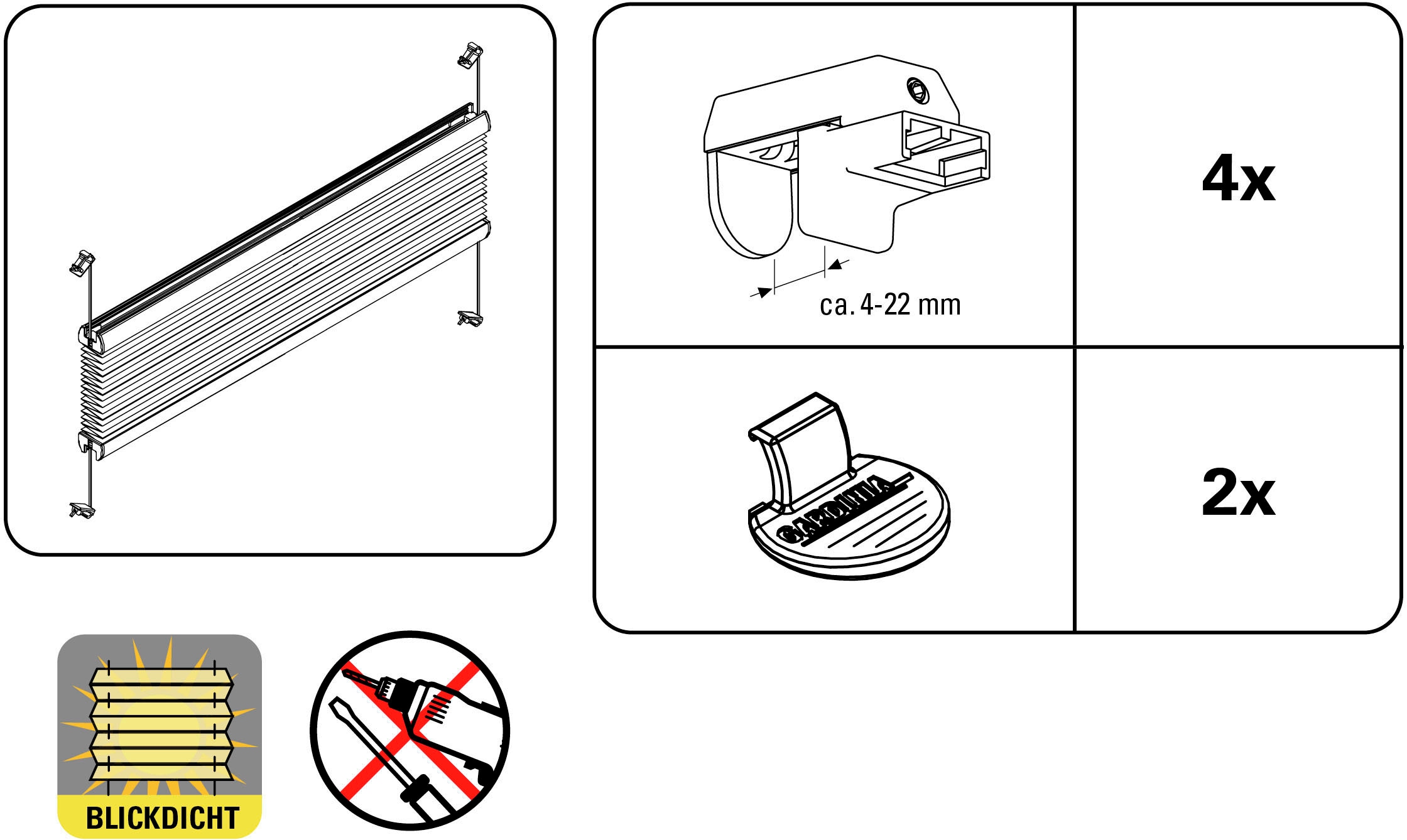 GARDINIA Plissee »EASYFIX  mit 2 Bedienschienen« Lichtschutz ohne Bohren verspannt in der Breite kürzbar