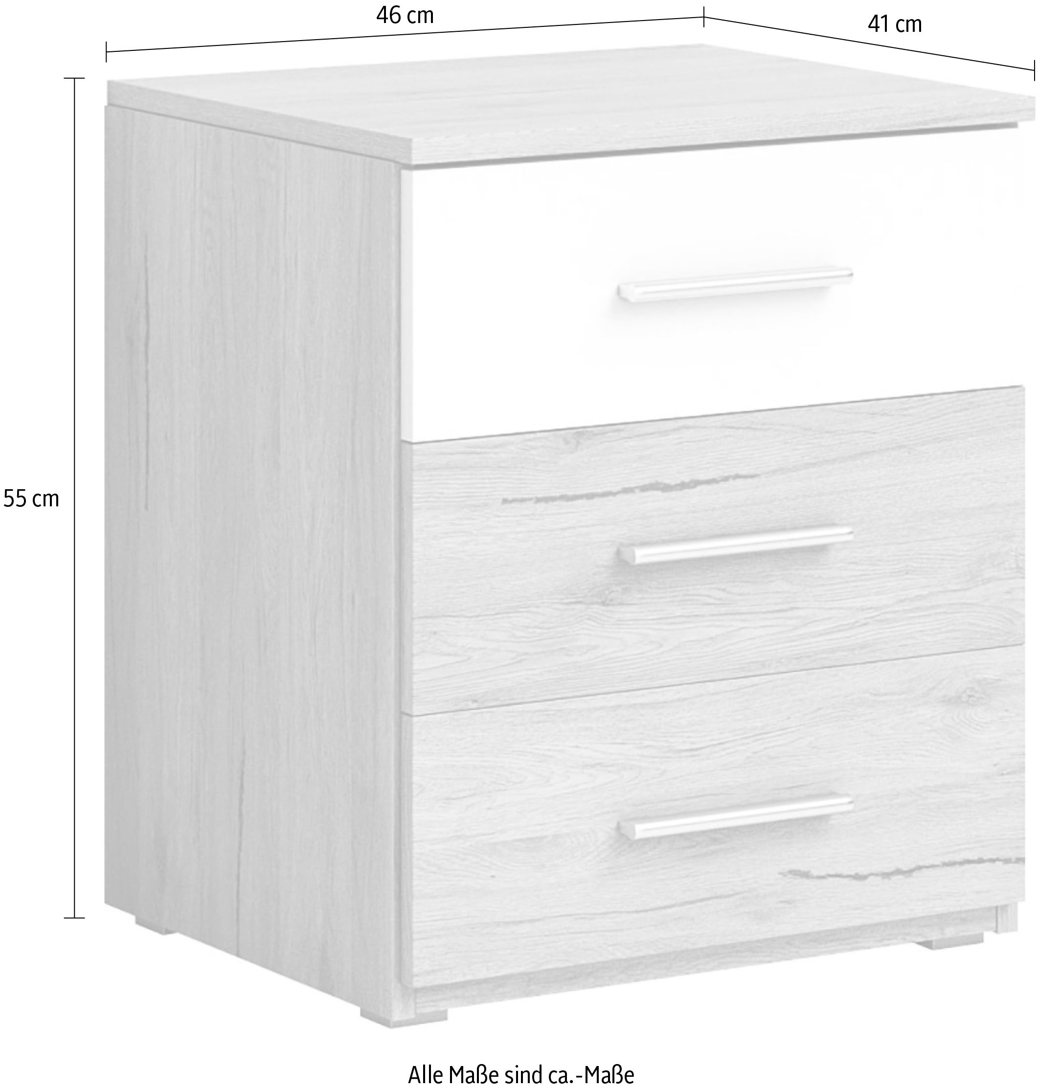 Home affaire Nachtkommode »Beta  Breite 46 cm, moderner Nachtschrank« Nachttisch, Nachtkonsole mit 3 Schubladen