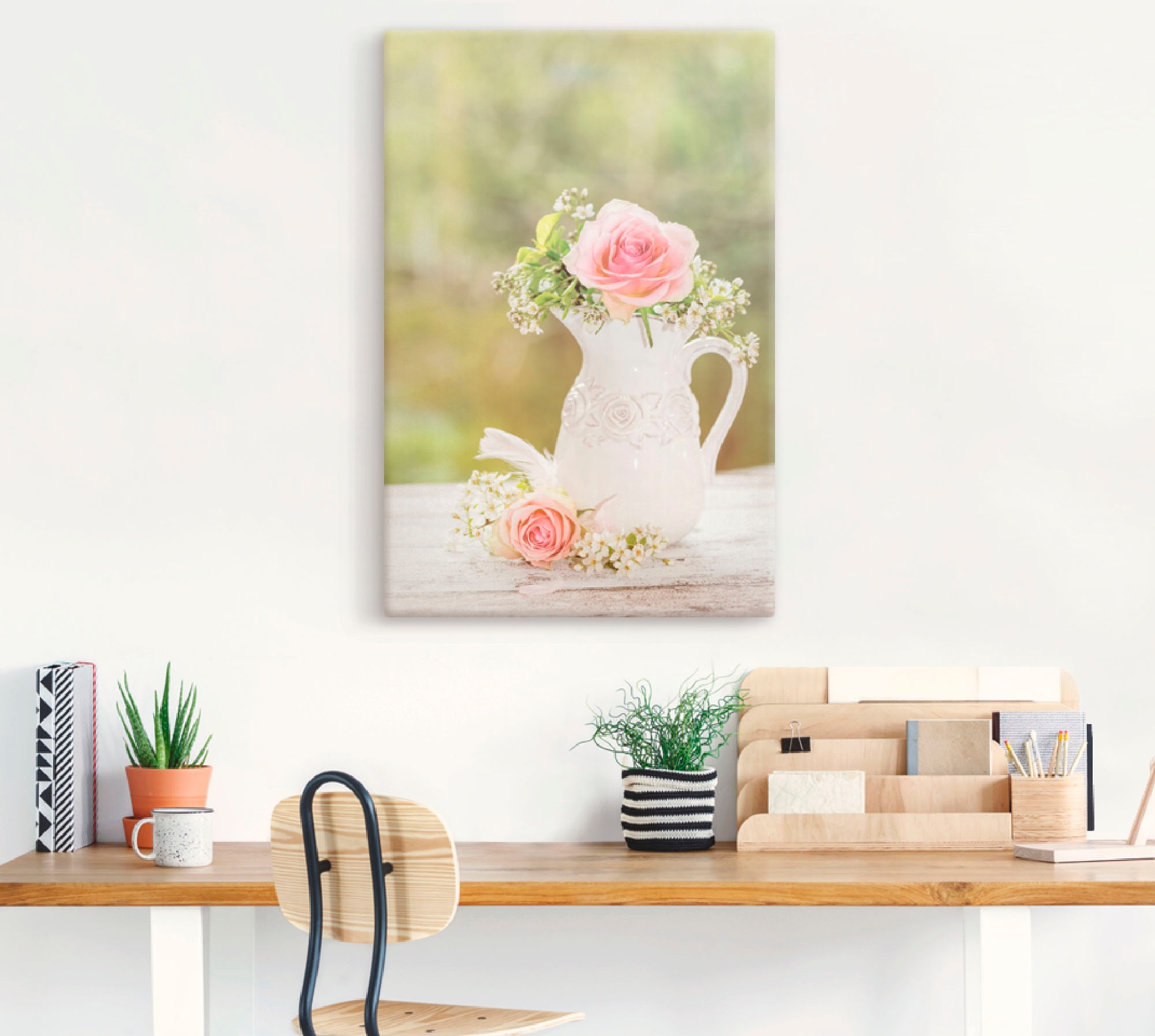 Artland Wandbild »Vintage Rosen in Vase«, Blumen, (1 St.), als Alubild, Outdoorbild, Leinwandbild, Poster in verschied. Größen