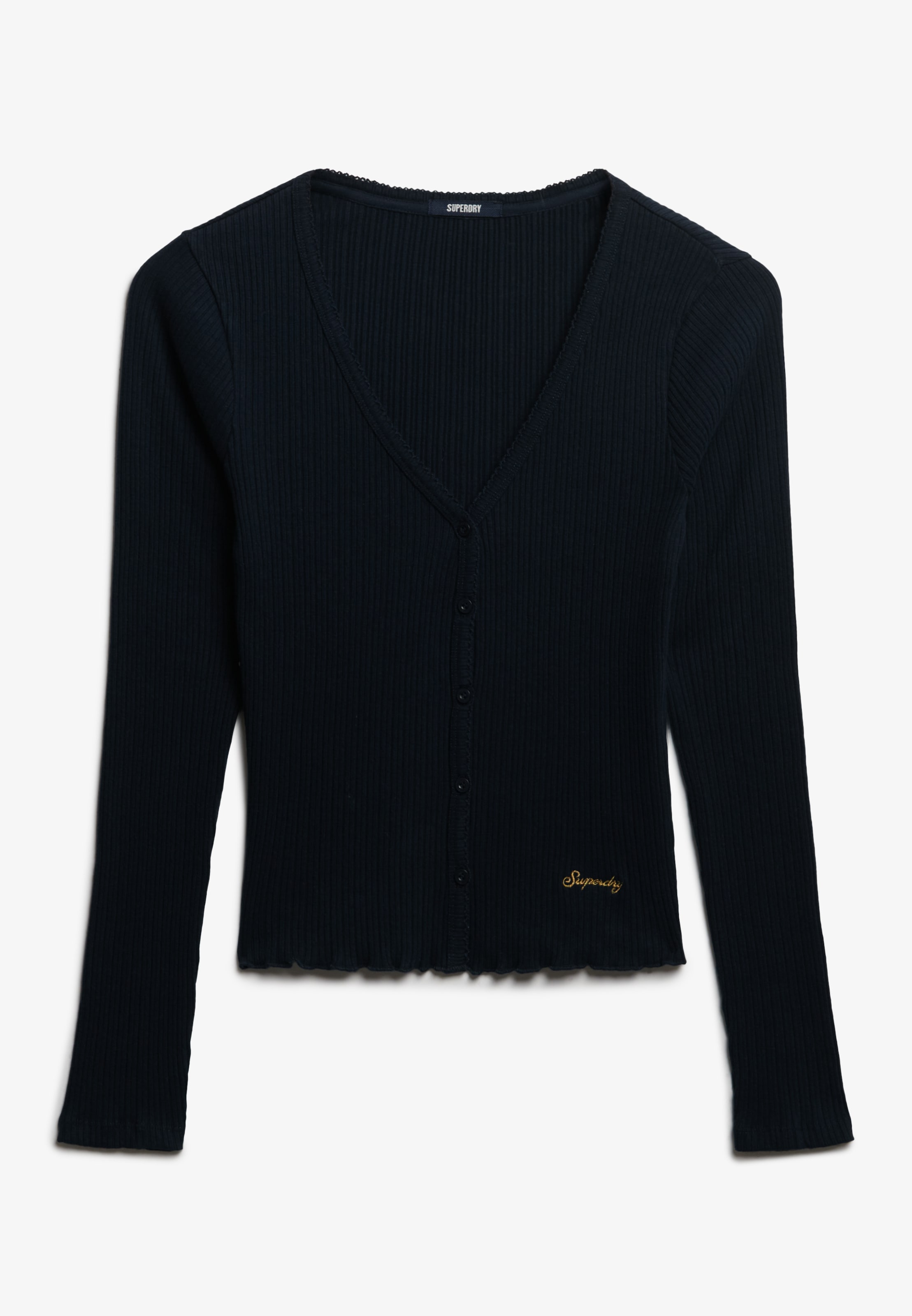 Superdry Langarmshirt »ESSENTIAL BUTTON THRU LS TOP« Baumwolle, skinny fit