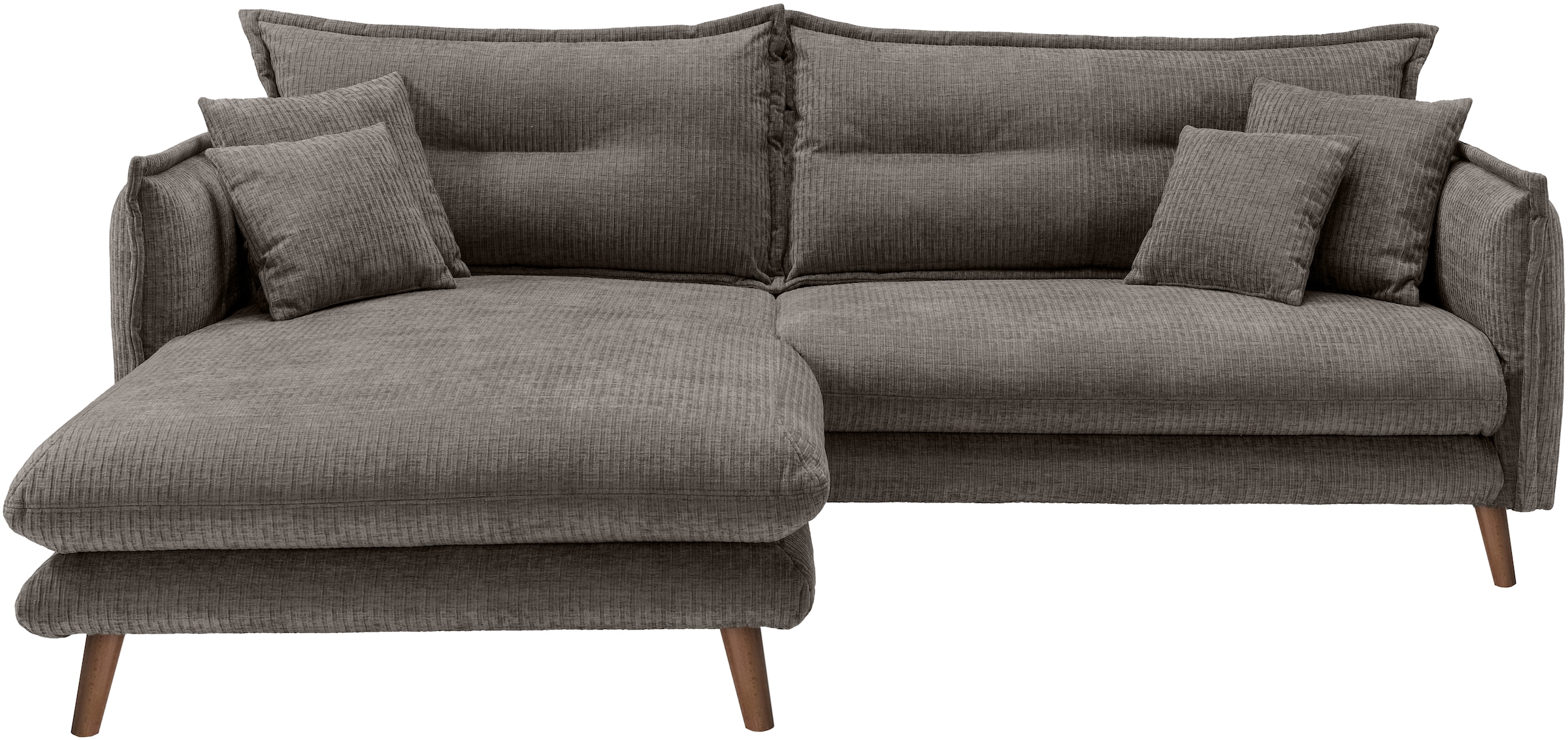 Home affaire Ecksofa »Lazio modern und bequem, schmale Armlehnen, tolle Detailverarbeitung« zwei verschiedene Fußfarben wählbar