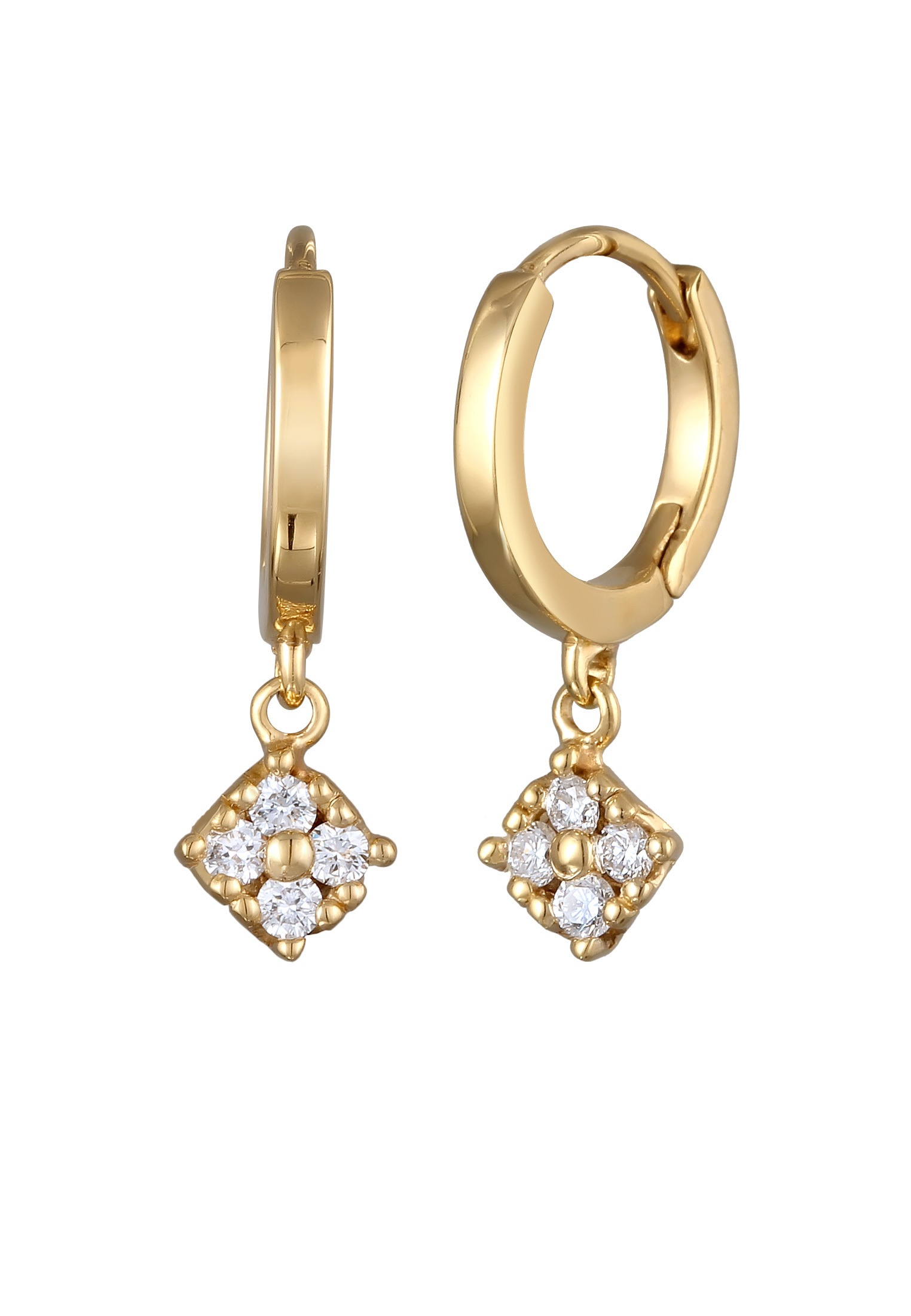 Elli DIAMONDS Paar Creolen »Ohrringe Creolen Lab Grown Diamant (0.056 ct.) Anhänger 925 Silber«