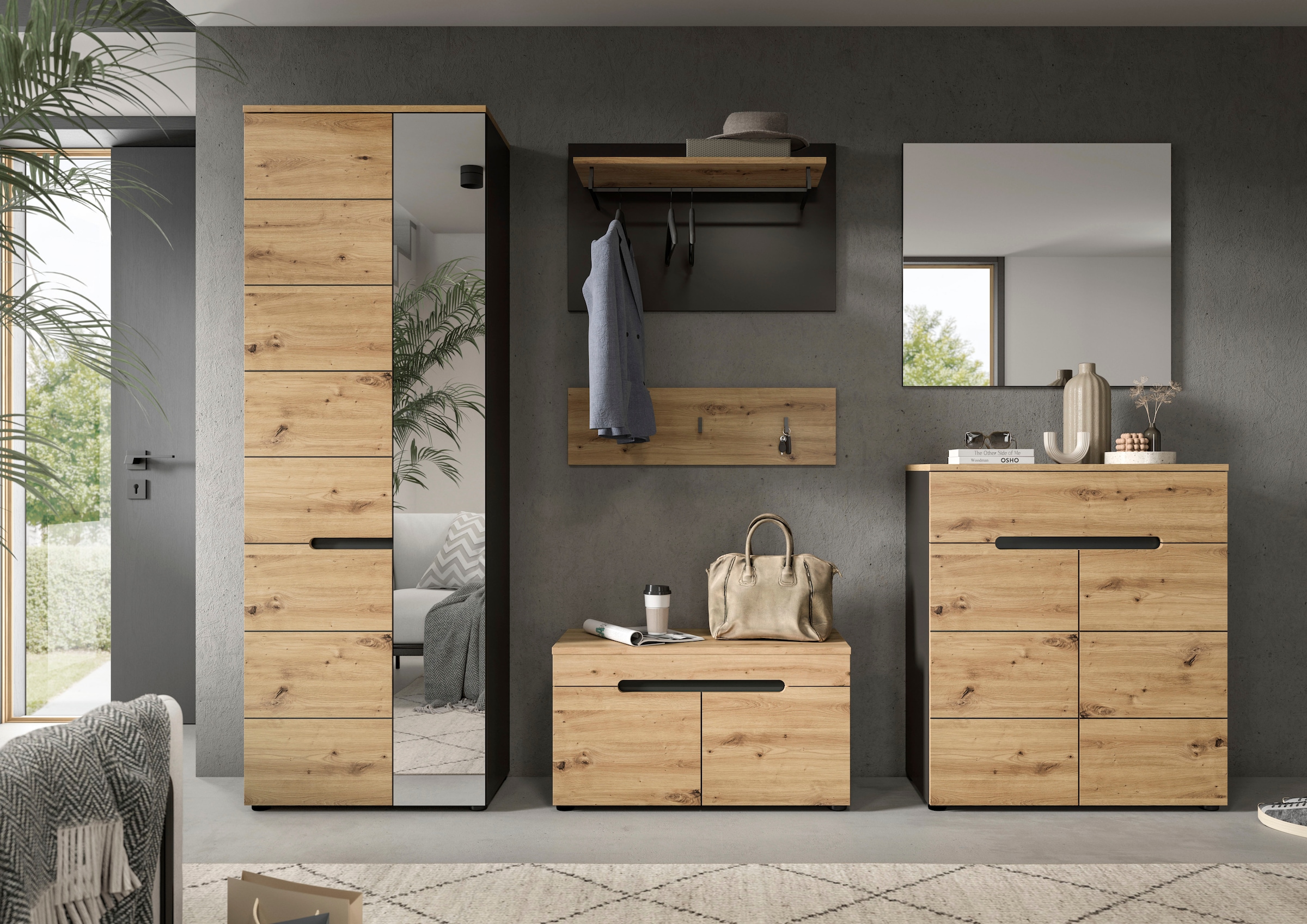 INOSIGN Garderoben-Set »REHAT, TOPSELLER!, 6-teilig, Breite 255cm, individuell stellbar«, (6 St.), Garderobenkombination, Kombination, Diele, Garderobe, Garderobenmöbel