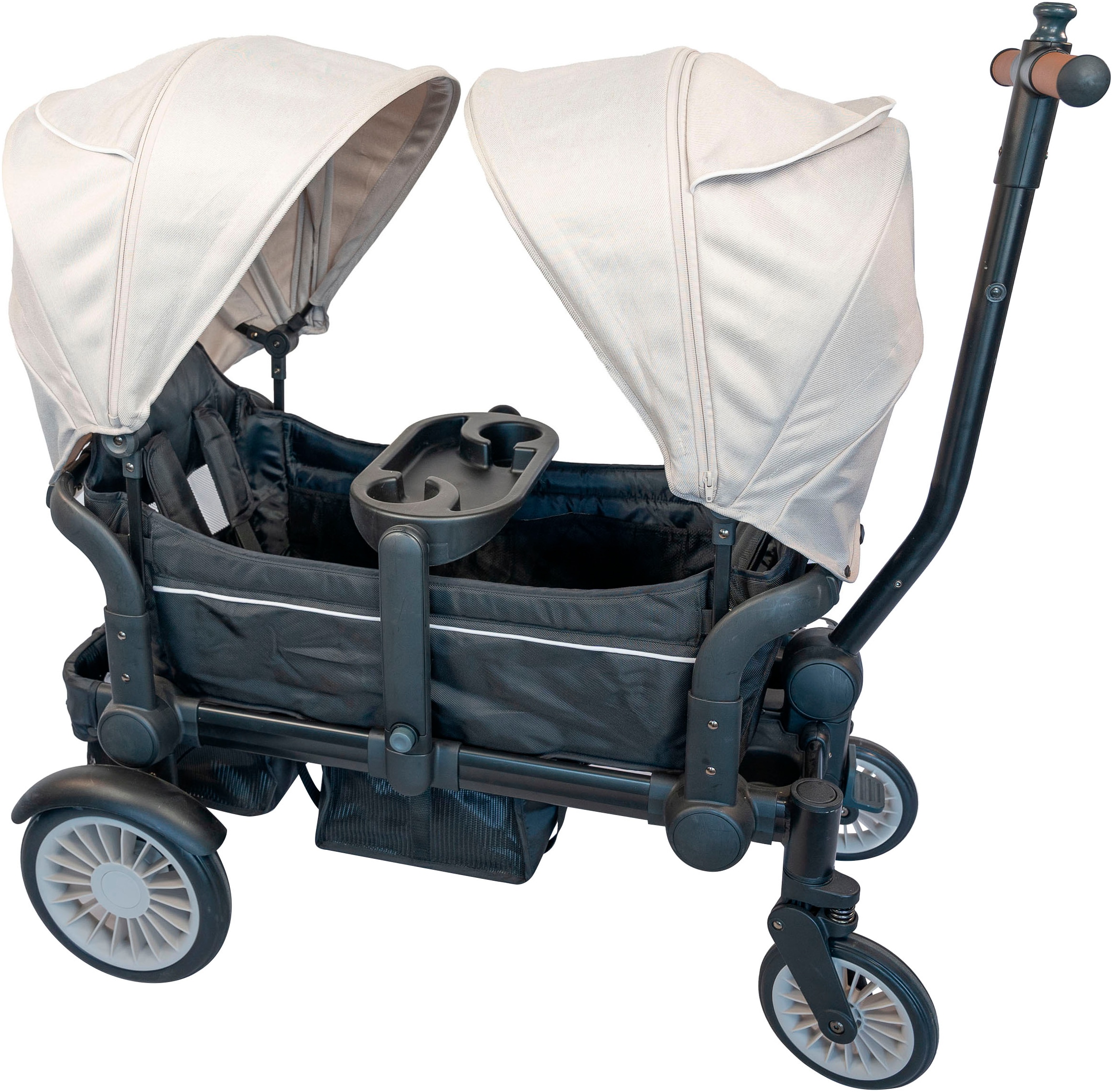 BabyGo Bollerwagen »Cozy Rider«, (Set, 7 tlg., inkl. 2x Sonnenschutz, Tisch, Moskito- u. Regenschutz, Flaschenhalter), klein zusammenfaltbar