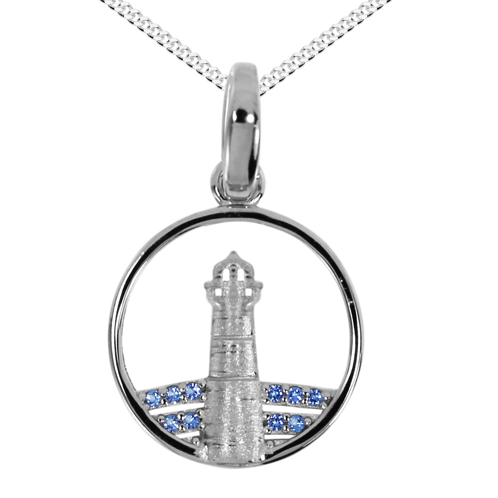OSTSEE-SCHMUCK Kette und Anhänger Set »- Leuchtturm 15 mm - Silber 925/000 - Zirkonia«