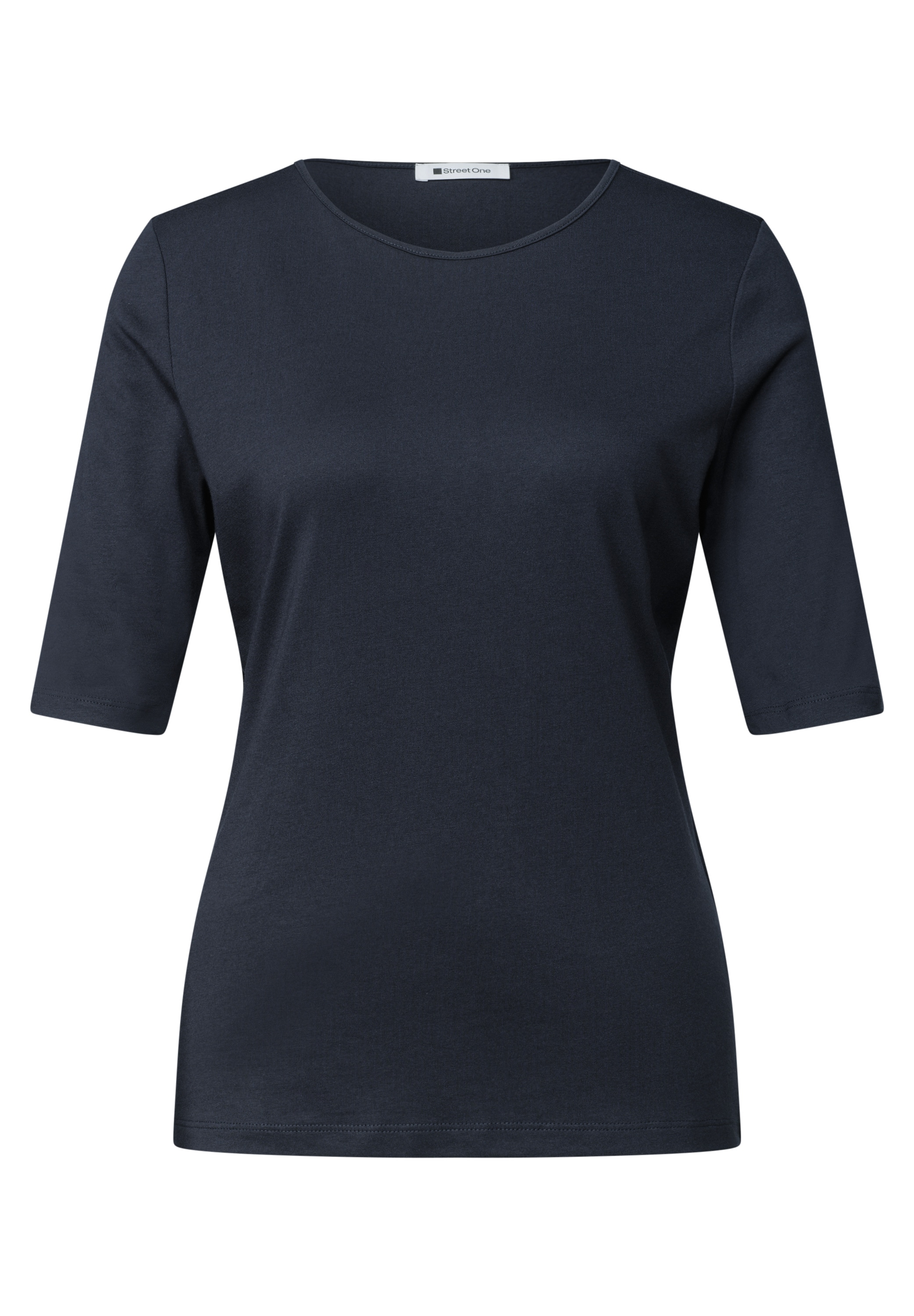 STREET ONE Kurzarmshirt Sommershirt mit Rundhals - Unifarbe