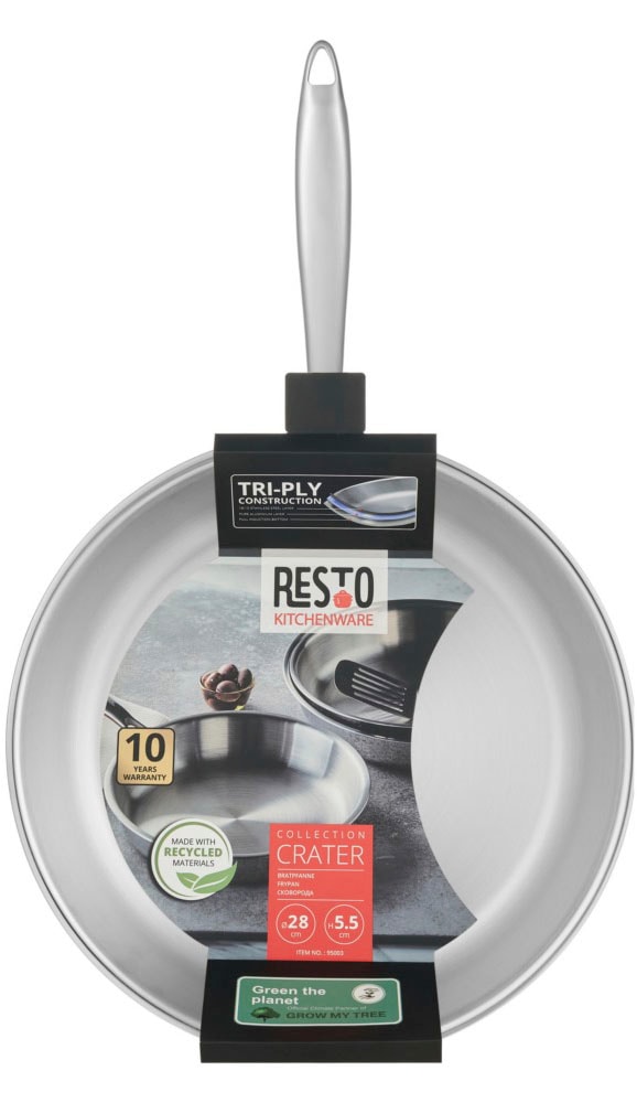 RESTO Kitchenware Bratpfanne »Crater Pfanne aus Tri-Ply (Edelstahl + Aluminium + Edelstahl) ofenfest« Edelstahl 18/10 1 Stk. tlg. Energieeinsparung 25% durch die dreilagige Basis