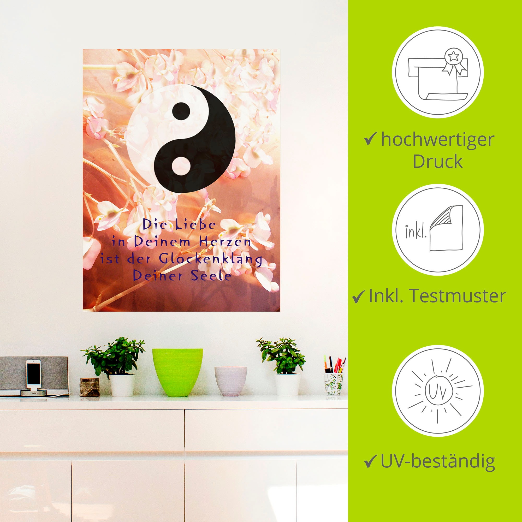 Artland Wandbild »Yin Yang Glockenklang«, Spirituelle Bilder, (1 St.), als Poster, Wandaufkleber in verschied. Größen