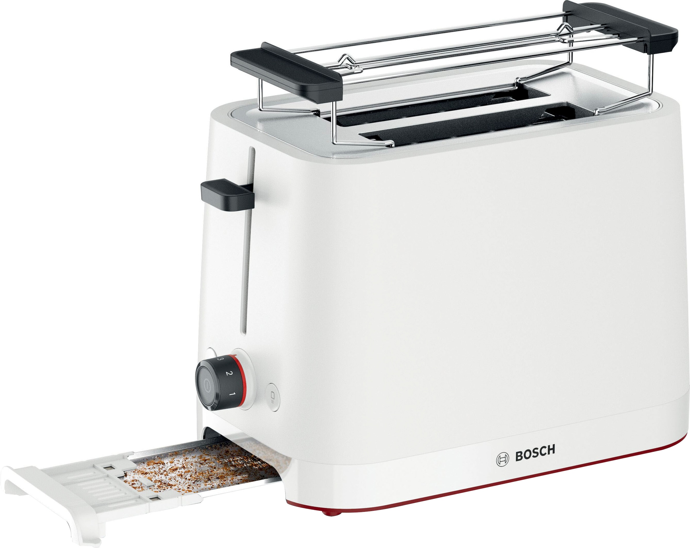 BOSCH Toaster »MyMoment TAT3M121«, 2 Schlitze, für 2 Scheiben, 950 W, entnehmbarer Brötchenaufsatz, Auftaufunktion, Brotzentrierung, AutoOff