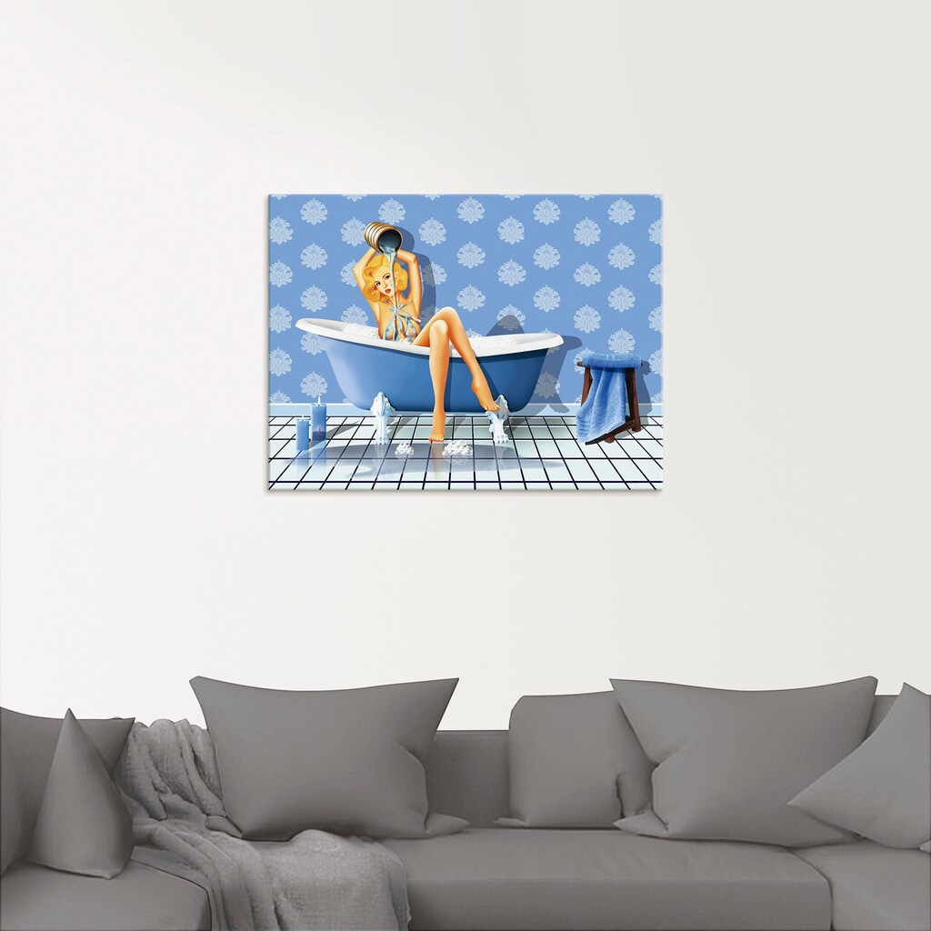 Artland Glasbild »Das sexy blaue Badezimmer«, Frau, (1 St.)