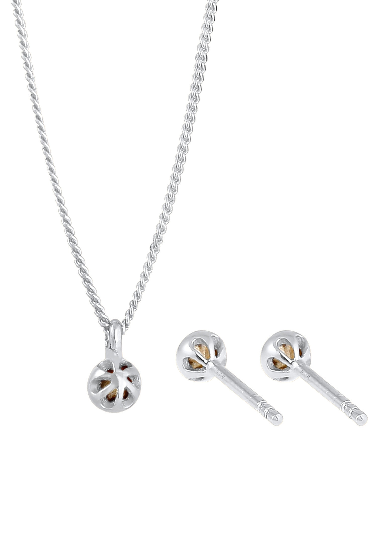 Elli Ohrring und Ketten Set »Schmuckset Basic Solitär 925 Sterling Silber, mit Kristallen von Swarovski®« ()
