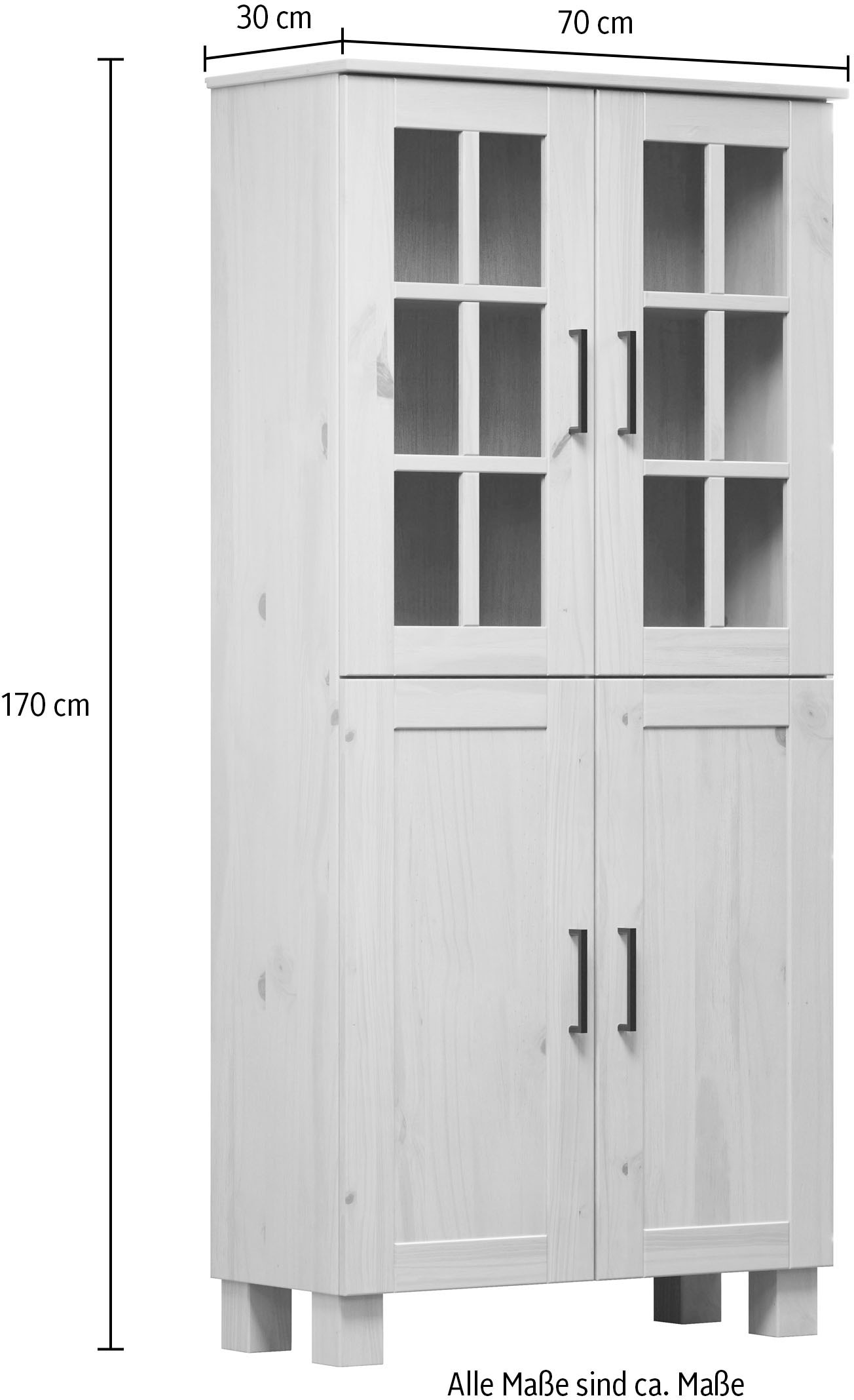 welltime Hochschrank »Ulea«, (1 St.), Breiter Badschrank aus Massivholz - Maße (B/T/H) 70/30/170 cm