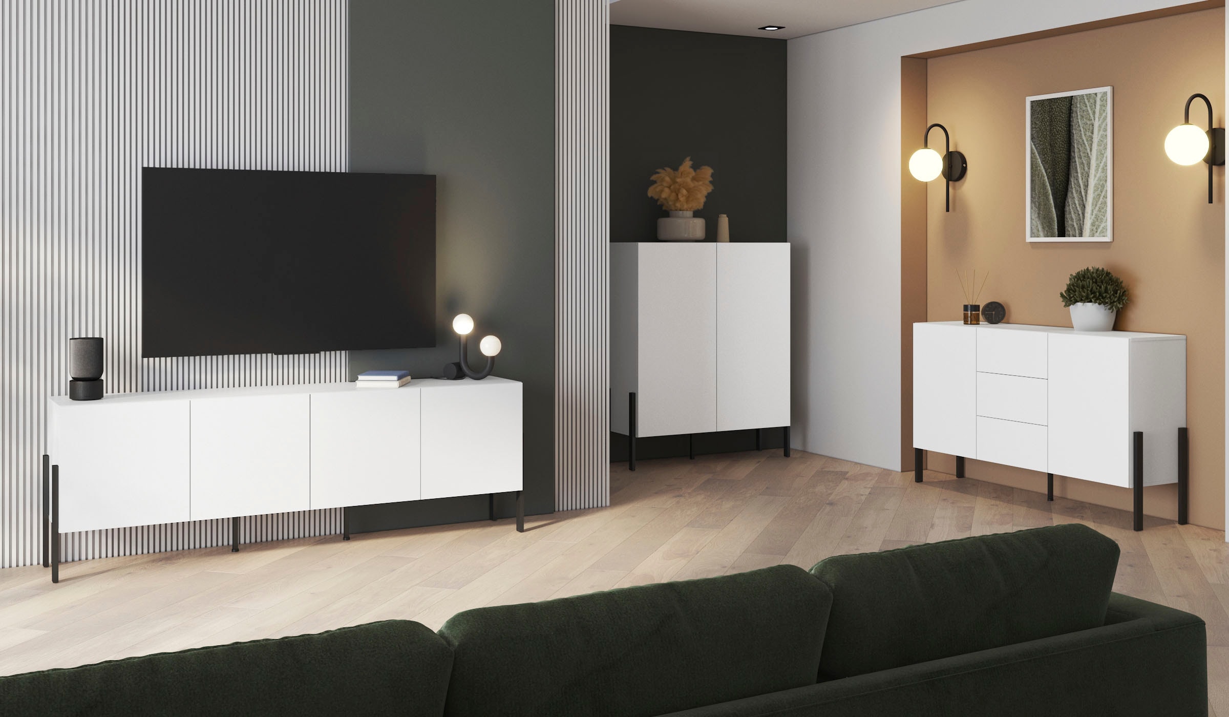 INOSIGN Kommode »Jukon,Breite 200 cm, moderne grifflose Kommode,4 Türen«, Sideboard, Anrichte viel Stauraum, push-to-open-Funktion