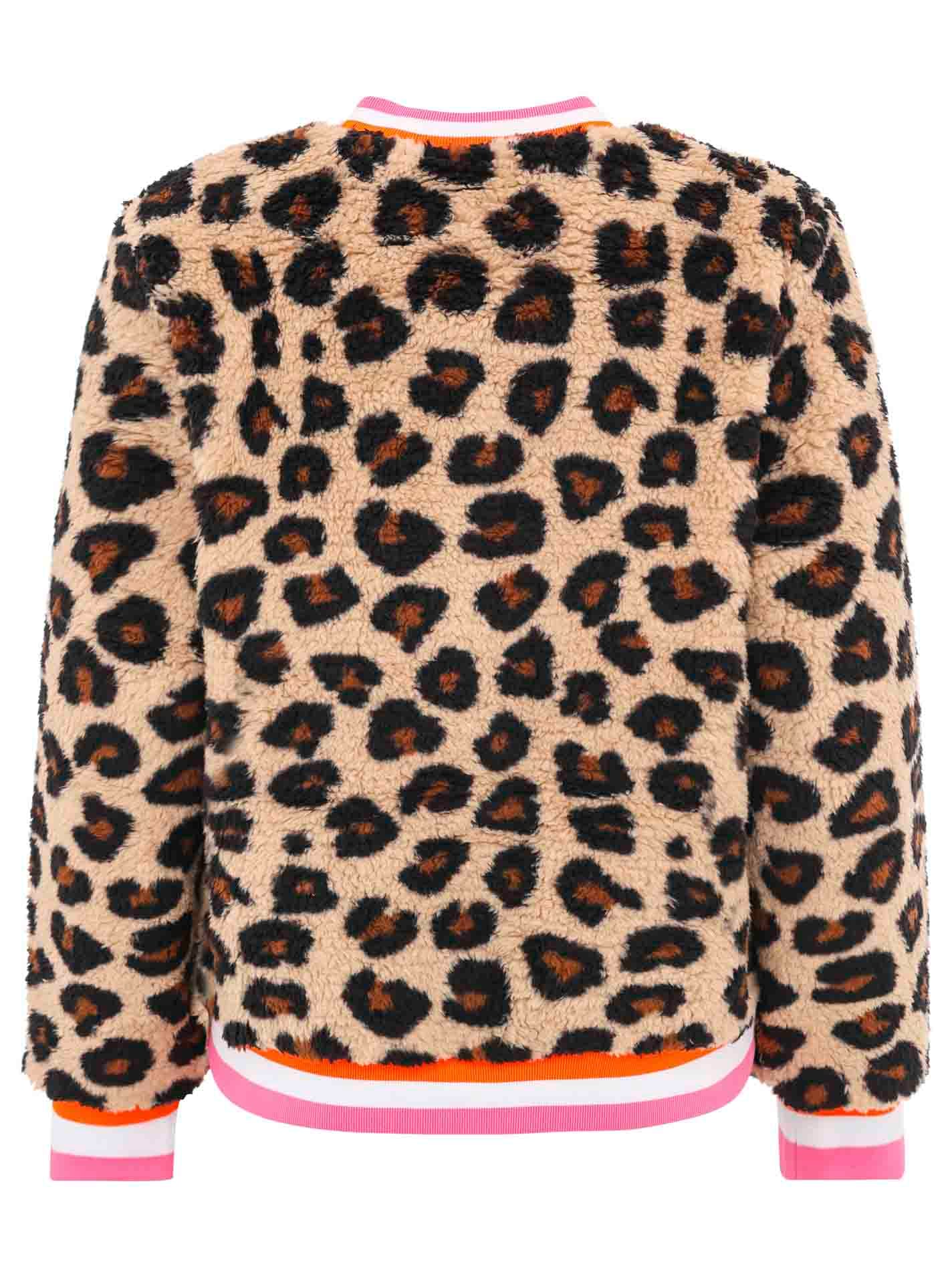 Zwillingsherz Bomberjacke »"Wild Mind"« kuscheliges It-Piece, Leomuster, gestreifte Neon-Bündchen, Druckknöpfe