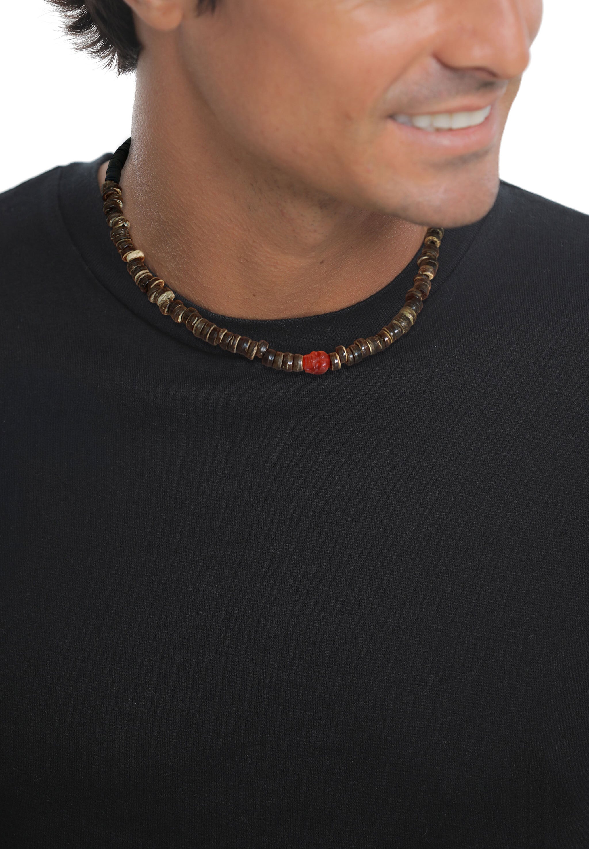 Kuzzoi Silberkette »Halskette Cornelian Rot Heishi Perlen 925 Sterling Silber«