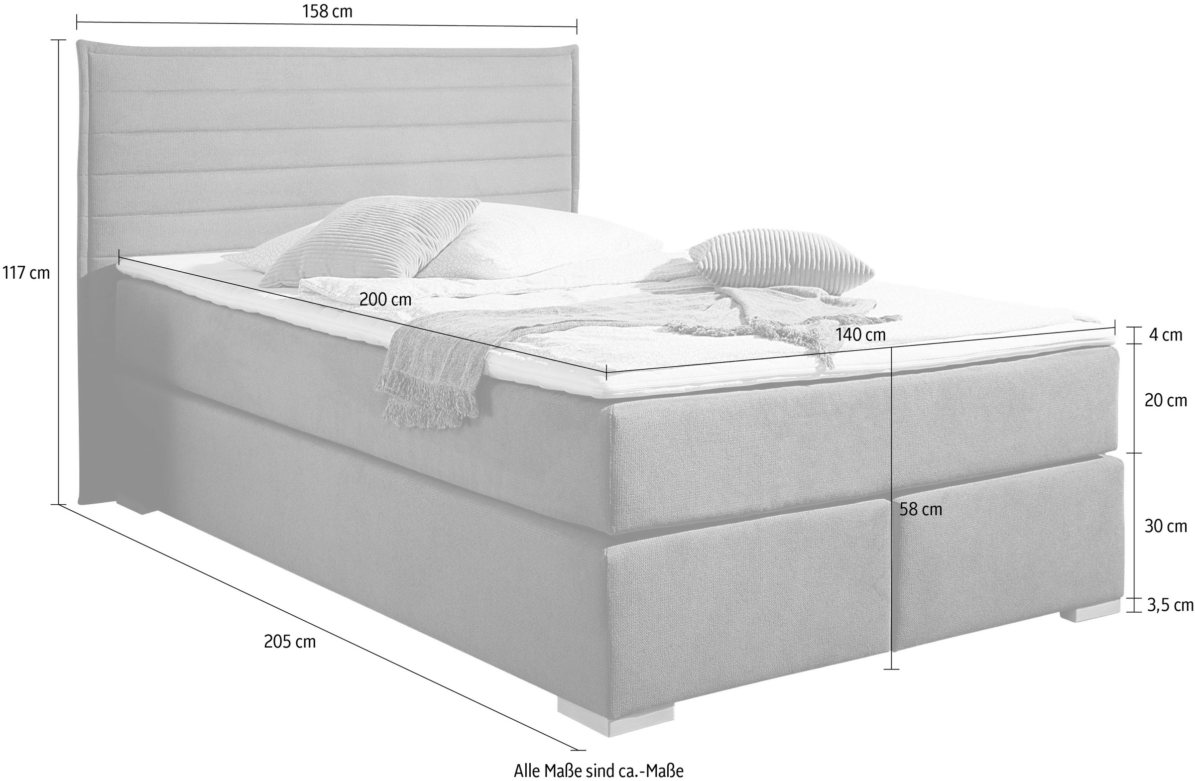 Home affaire Boxspringbett »"Östermoor"«, in H2, H3 oder H4 erhältlich