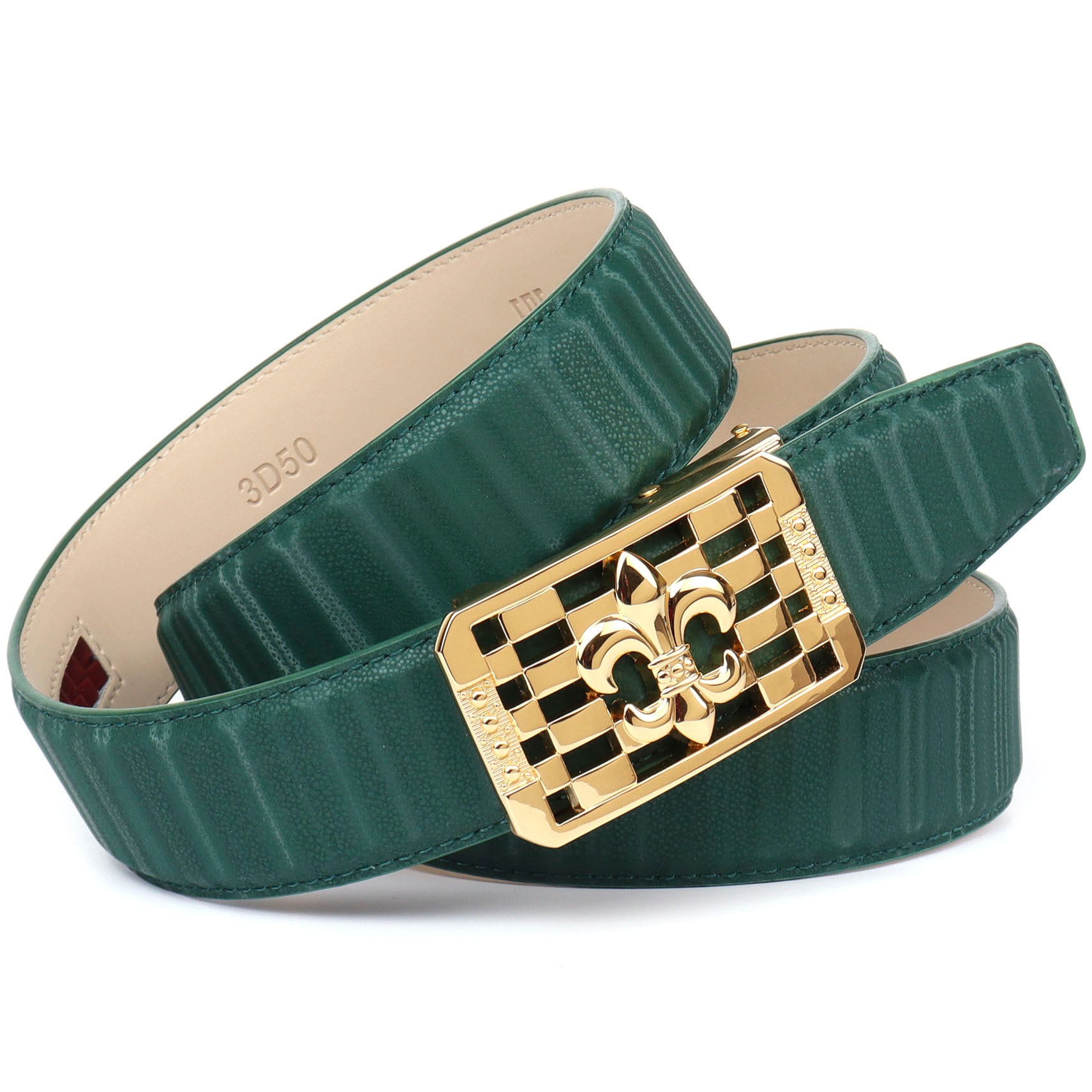 Anthoni Crown Ledergürtel mit goldfarbener stilisierter Lilien-Schnalle